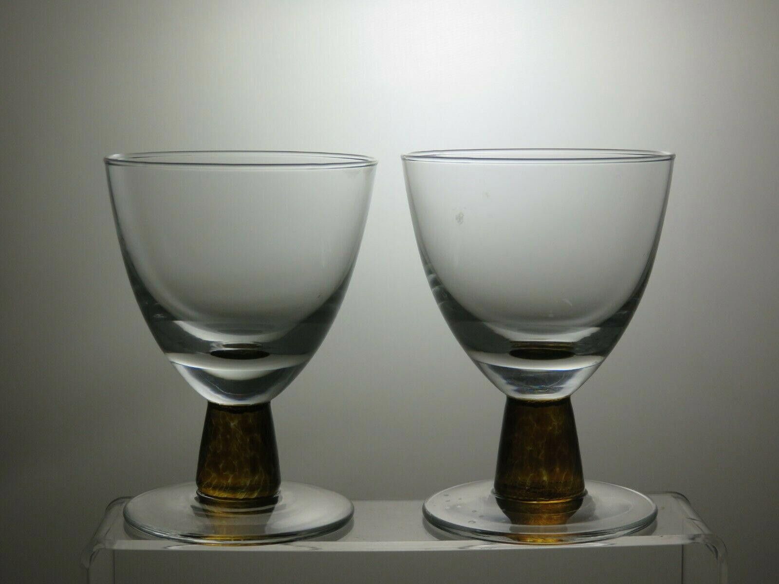 The Unbranded Brand 6 x Amber Stem Clear Bowl Wine/Water Goblets Glasses 5 1/8" Size ONE SIZE - 2 Thumbnail