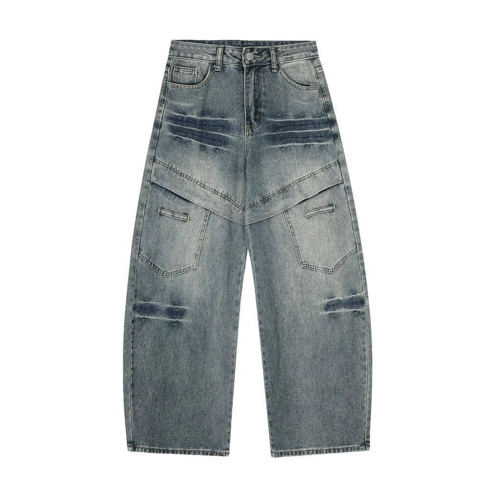 Japanese Brand × Jean Men's street washed loose wide-leg ripped scimitar jeans Size US 32 / EU 48 - 1 Thumbnail