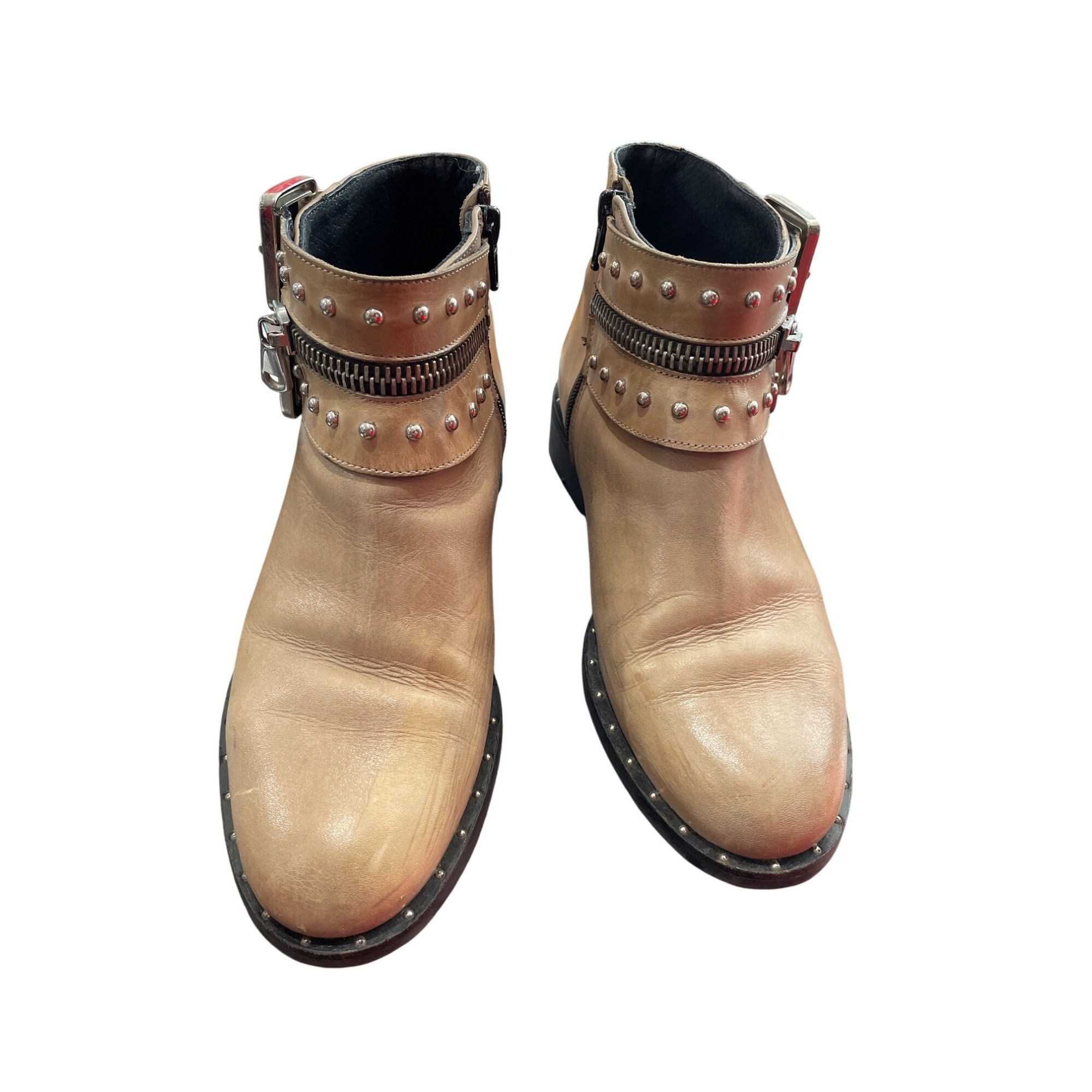Other Charles David Chief womans Taupe Leather Studded Ankle Boots Size US 8.5 / IT 38.5 - 3 Thumbnail