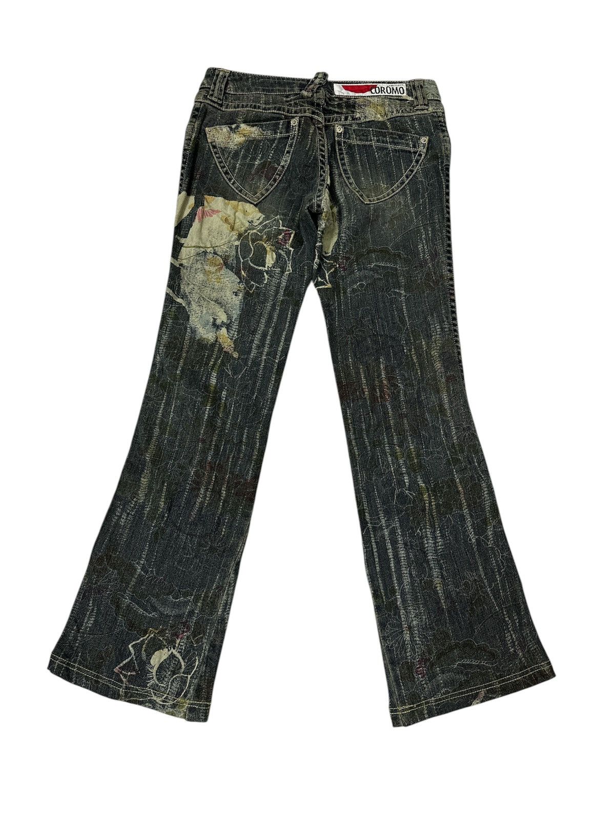 If Six Was Nine 2000s Coromo Flare Jeans Japanese Art Lgb Goa Y2K Style Size US 29 - 4 Thumbnail