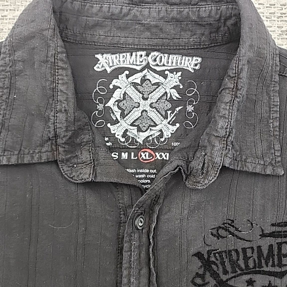 Vintage Xtreme Couture Shirt Mens XL Long Sleeve Embossed Wings Graphic Size US XL / EU 56 / 4 - 5 Thumbnail