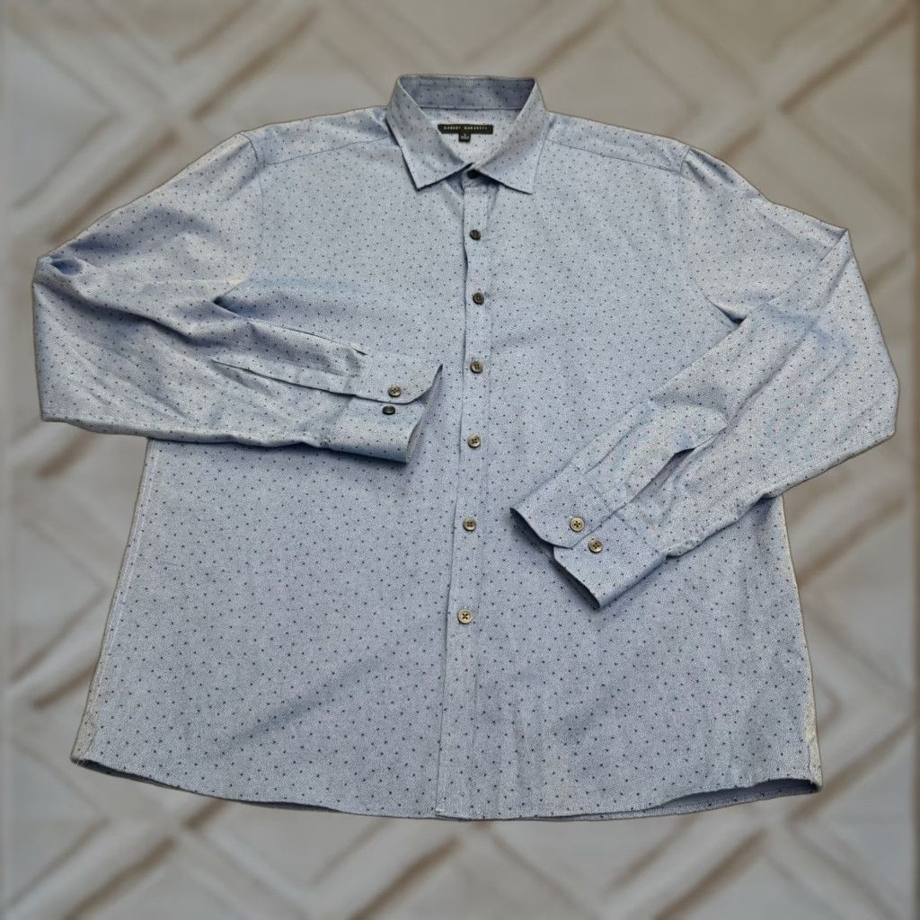 Vintage Robert Barakett Blue Polka Dot Button-Up Shirt Mens Large Casual Work Size US L / EU 52-54 / 3 - 1 Thumbnail