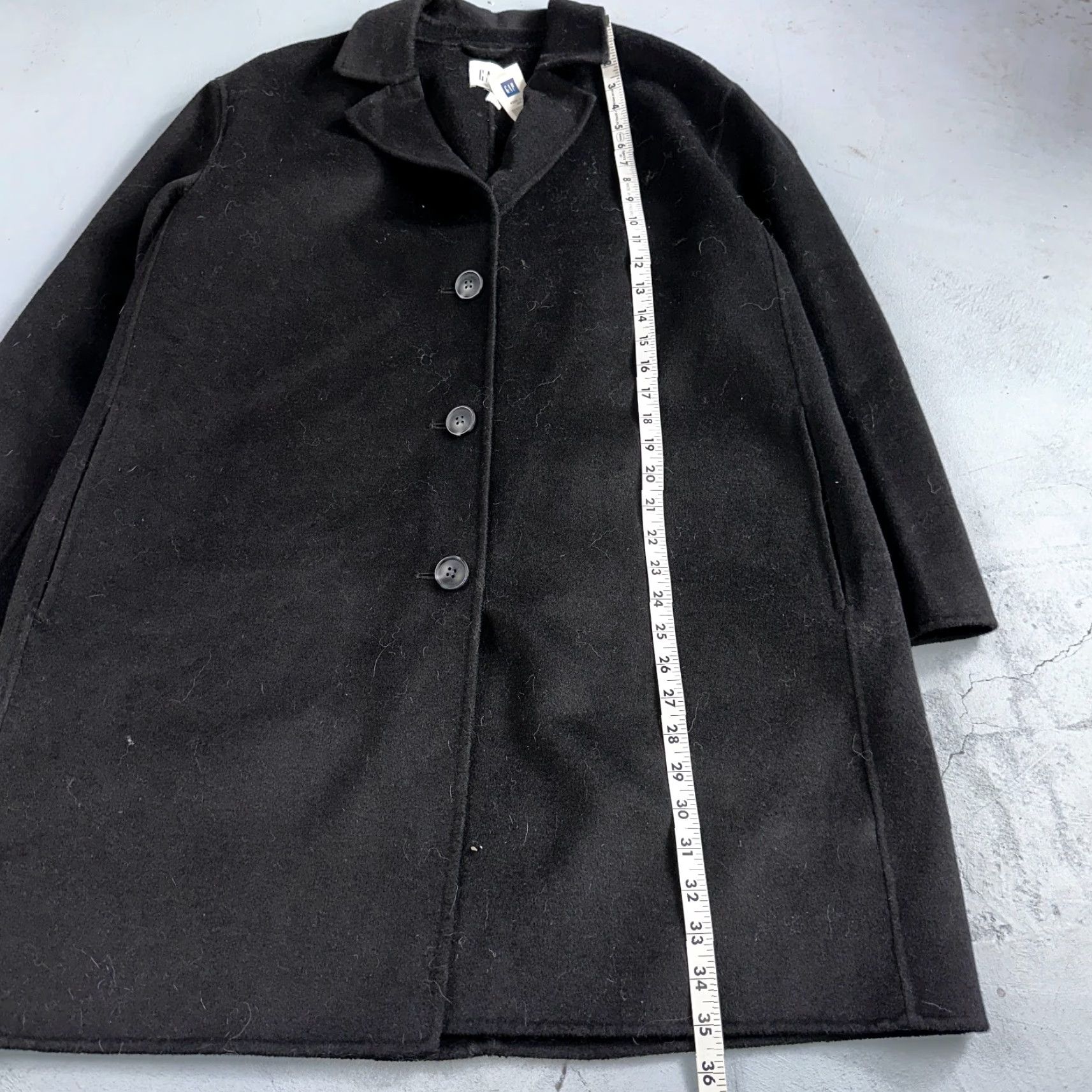 Gap VINTAGE Gap Women's Pea Coat Jacket Long Wool Black Casual Business Formal Winter Fall Spring 2020s Women Size L / US 10 / IT 46 - 6 Thumbnail