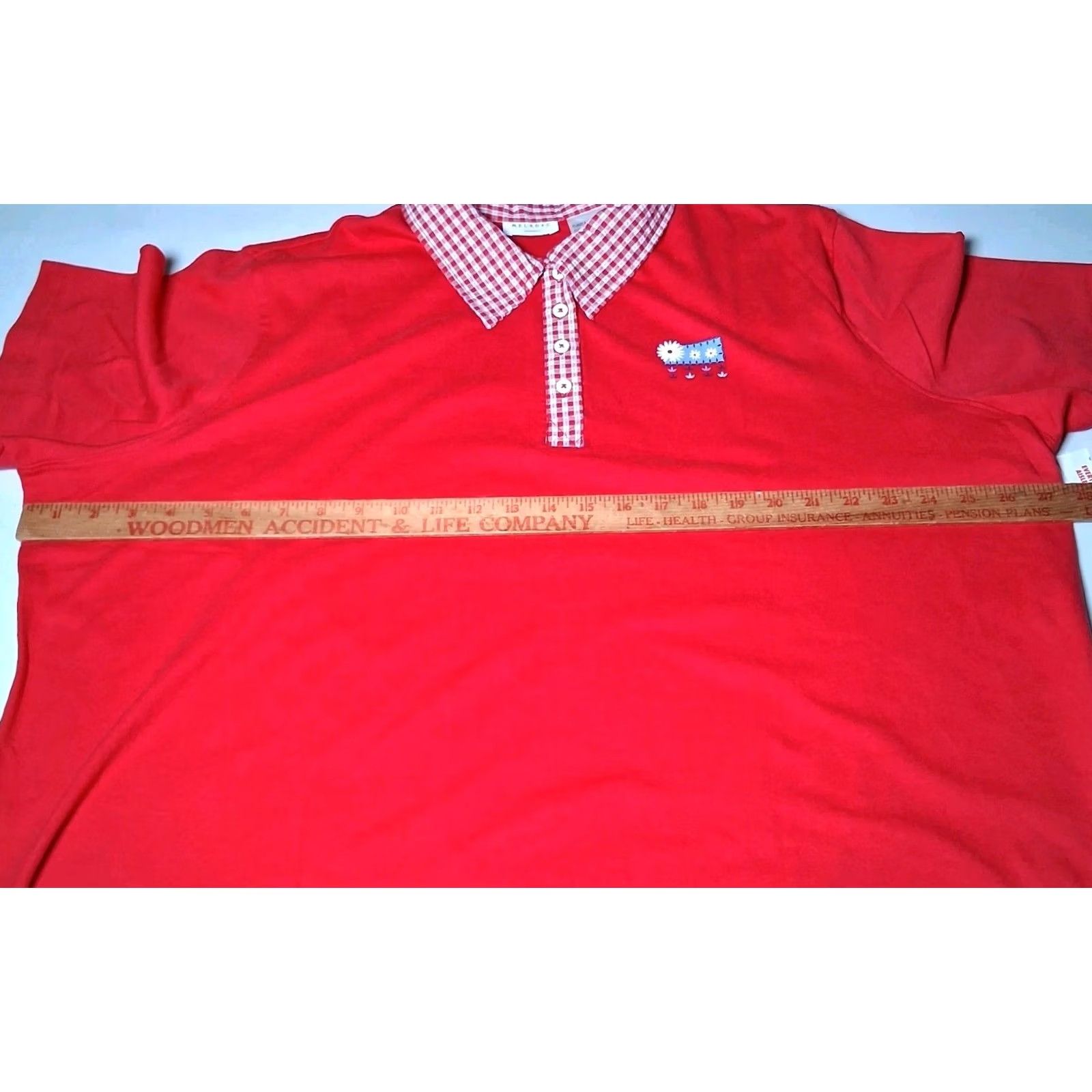 Vintage VINTAGE Melrose Woman Shirt Plus Size 2X Red Collared T Shirt Plaid Daisy Shirt Size XXL / US 16-18 / IT 52-54 - 6 Thumbnail