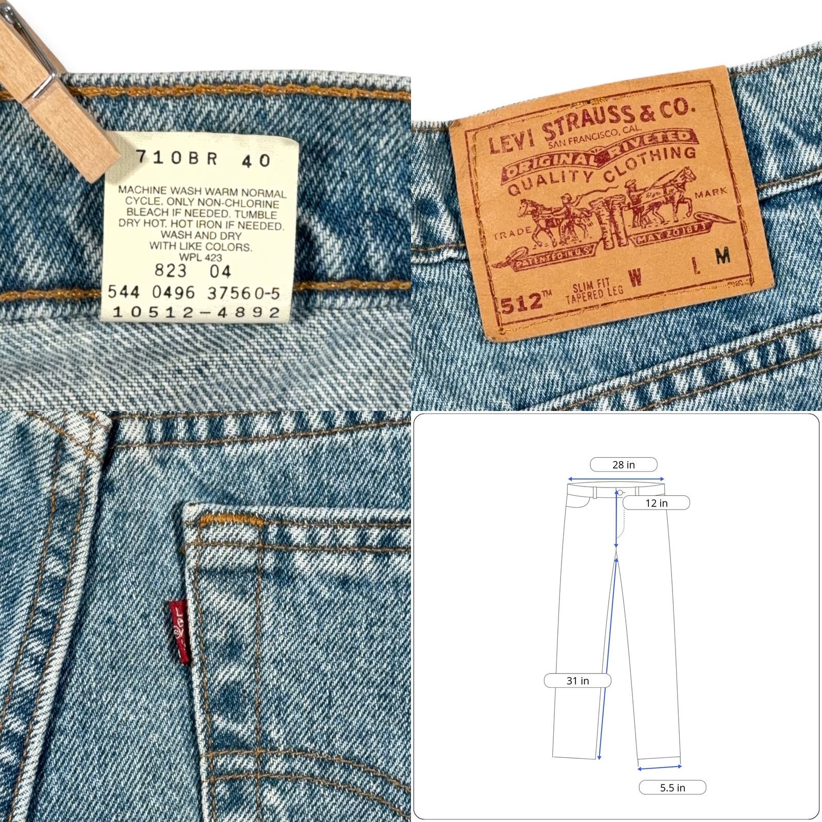 Levi's VINTAGE Levi's Jeans Womens 28x31 11 MED Blue 512 Light Slim Tapered USA 90s Mens/Womens Size 28" / US 6 / IT 42 - 8 Thumbnail