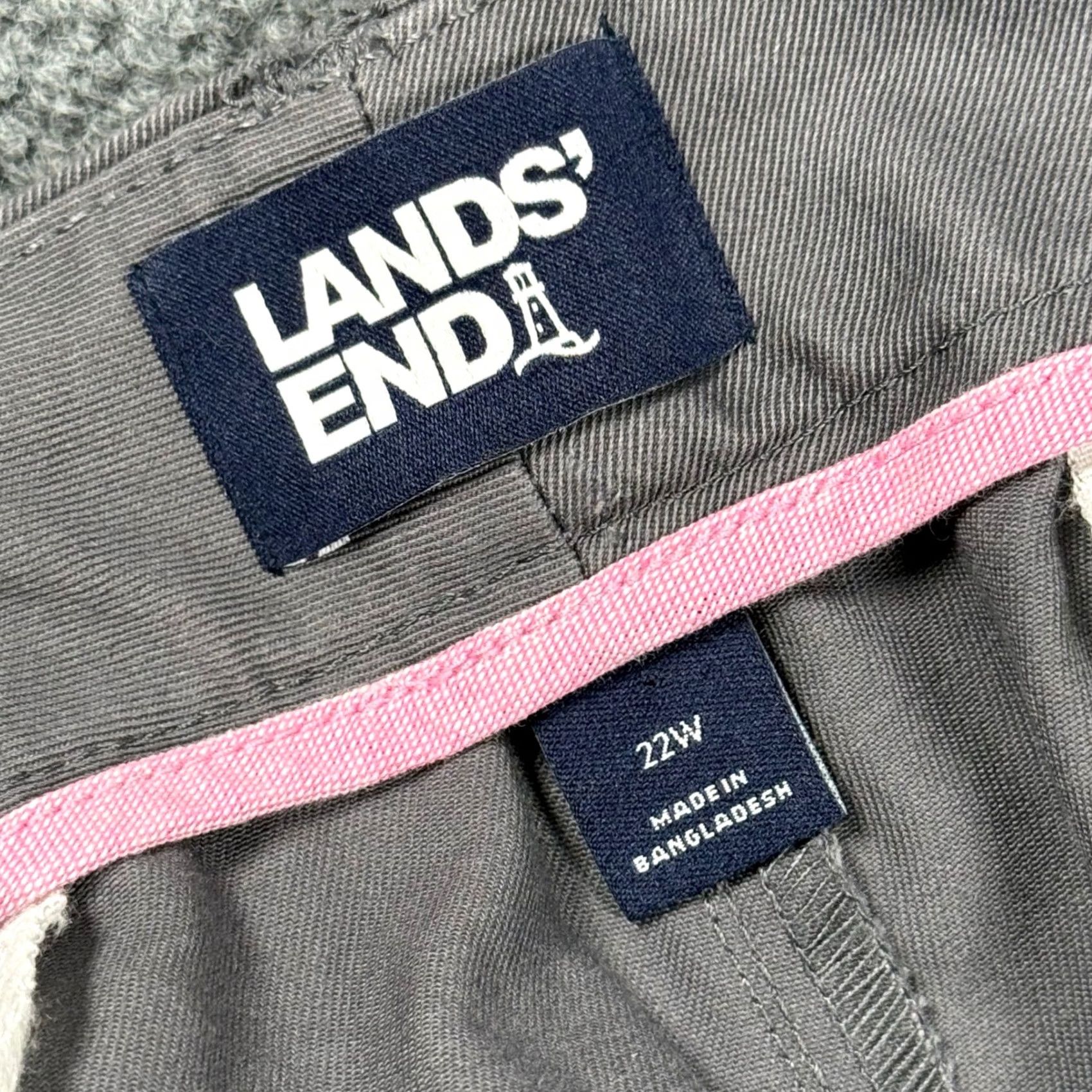 Lands' End Lands' End Gray Flat Front Chino Pants Comfort Waist 22W Women High Rise Front Flat Front Chino Pants Gray Workwear Casual Size 40" / US 18 - 4 Thumbnail