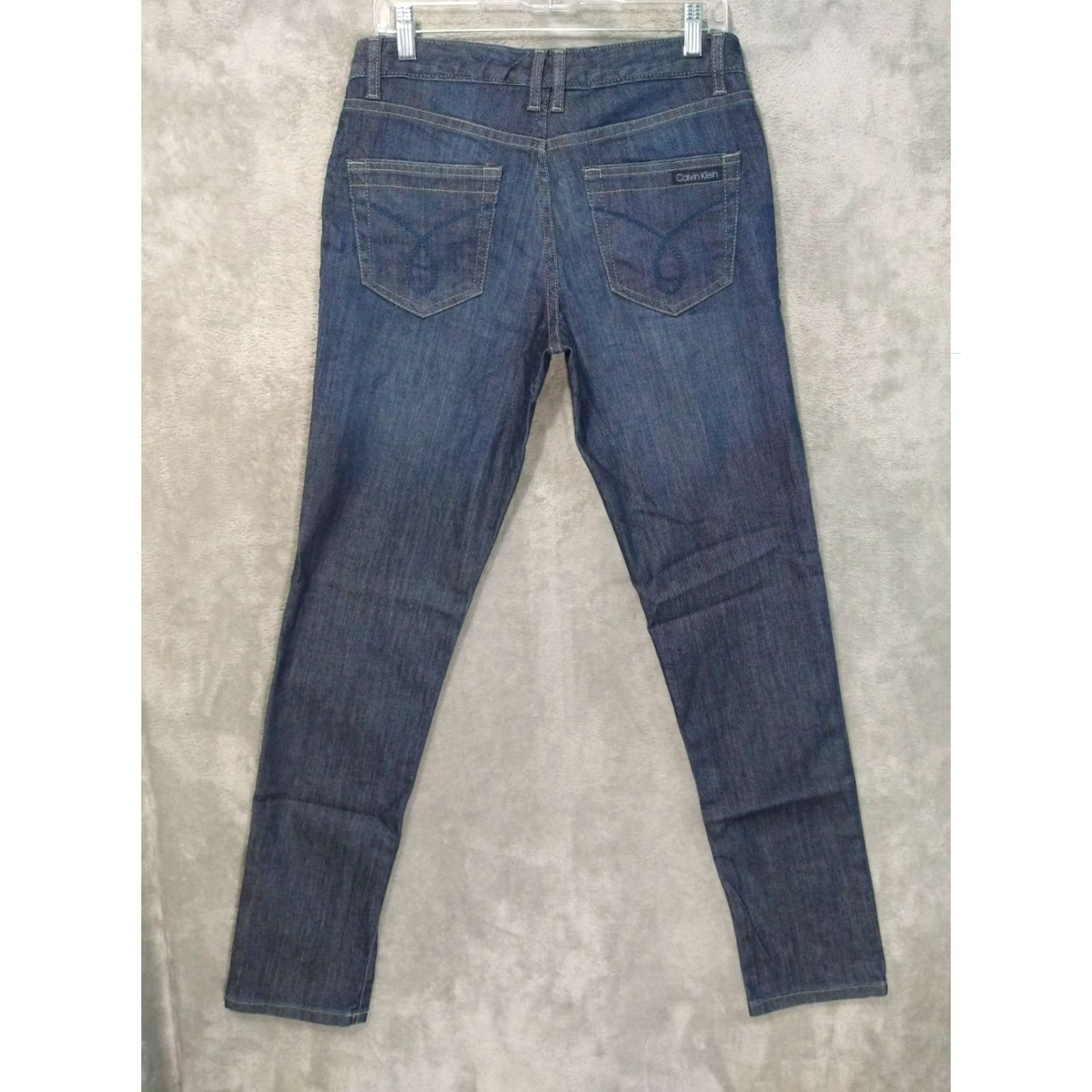 Calvin Klein Calvin Klein Jeans Womens 4 Blue Denim Boyfriend Dark Wash Stretch Distressed Jeans Size 27" / US 4 / IT 40 - 2 Thumbnail