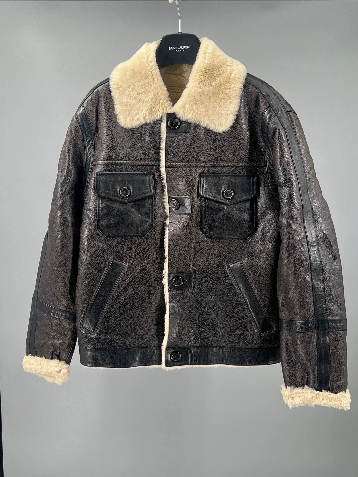 Dsquared2 dsquared2 men's brown shearling leather jacket Size US L / EU 52-54 / 3 - 1 Thumbnail