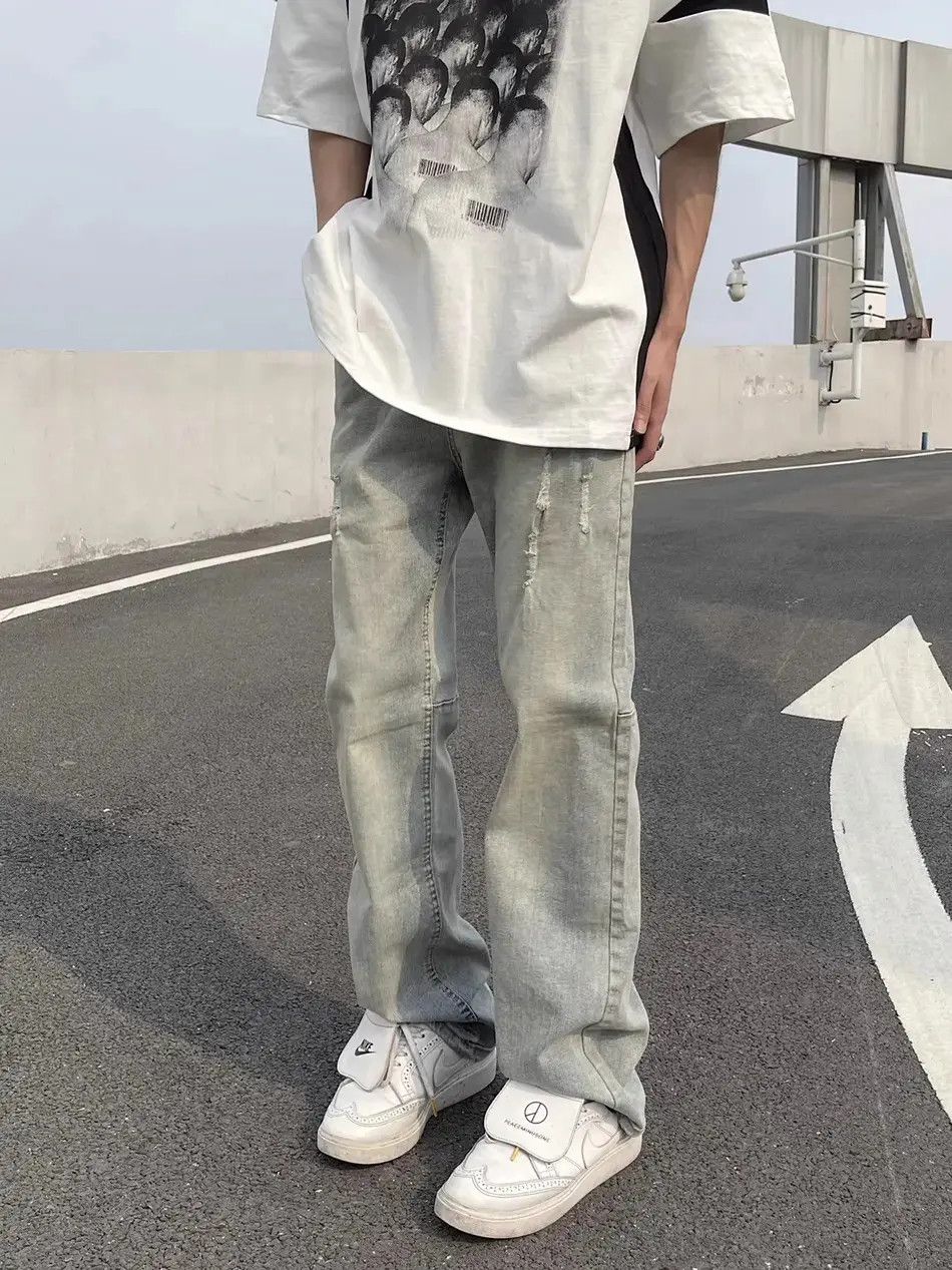 Japanese Brand Straight and loose washed distressed jeans Size US 30 / EU 46 - 6 Thumbnail
