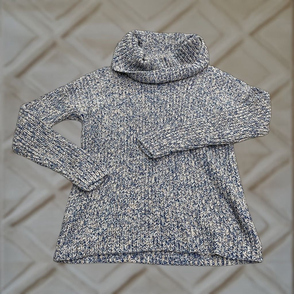 Lands' End Lands' End Cowl Neck Sweater Womens Medium Blue Gray Chunky Knit Casual Size M / US 6-8 / IT 42-44 - 1 Thumbnail