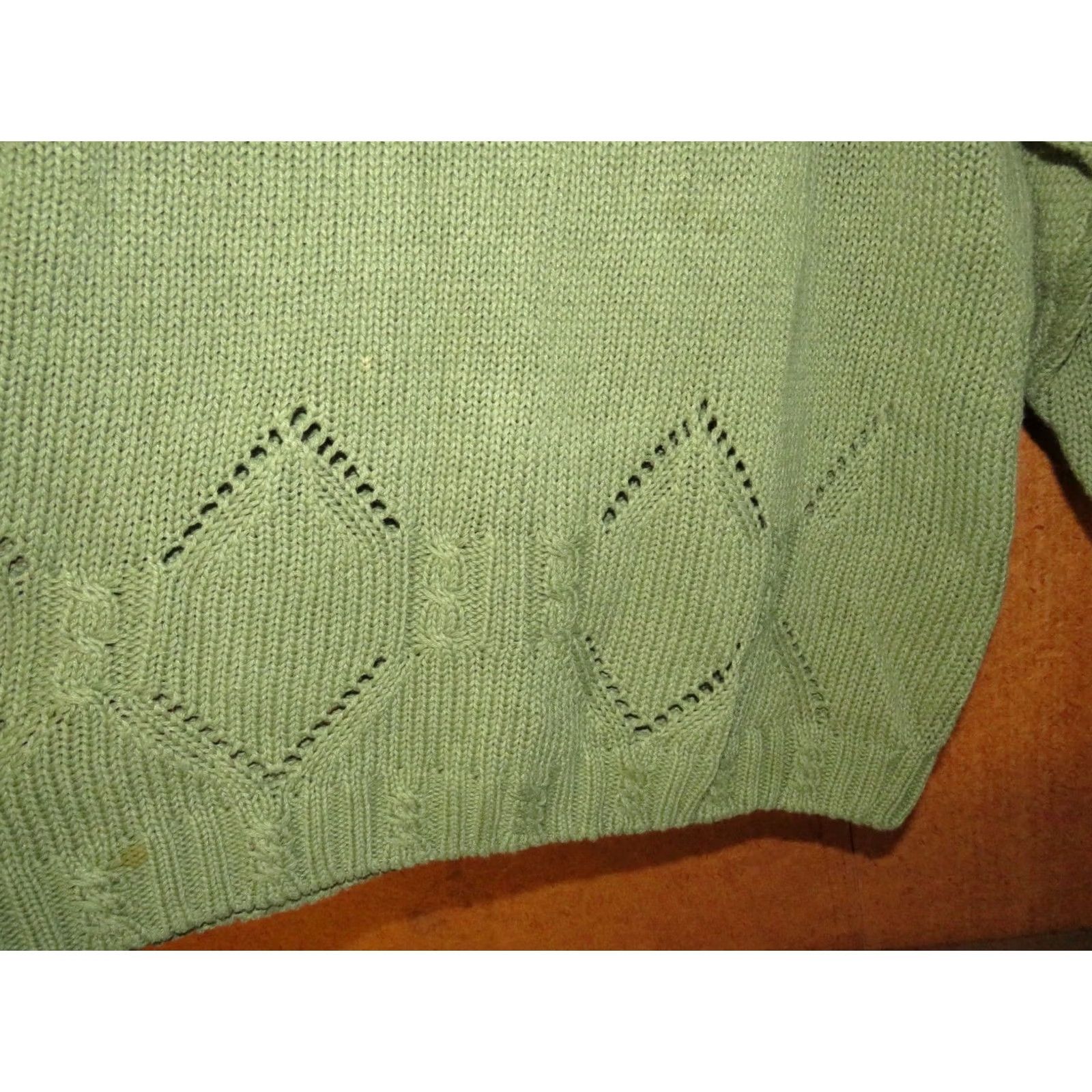 Vintage VINTAGE Green Sweater Shirt Womens M Black Crew Neck Long Sleeve Geometric 80s Pullover Knit Ramie Cotton Acrylic Fiber Size M / US 6-8 / IT 42-44 - 2 Thumbnail