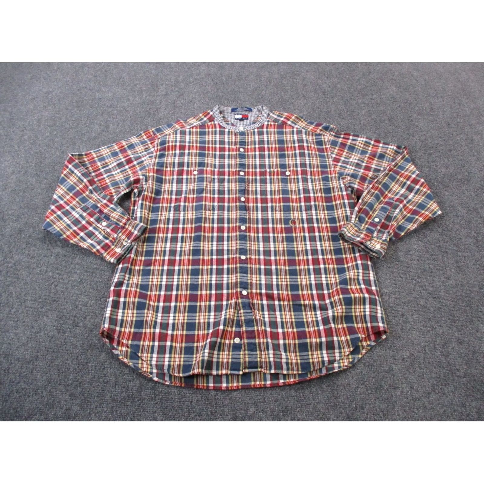 Tommy Hilfiger Tommy Hilfiger Shirt Mens L Colorful Plaid Business Preppy Band Collar Button-Up Size US L / EU 52-54 / 3 - 2 Thumbnail