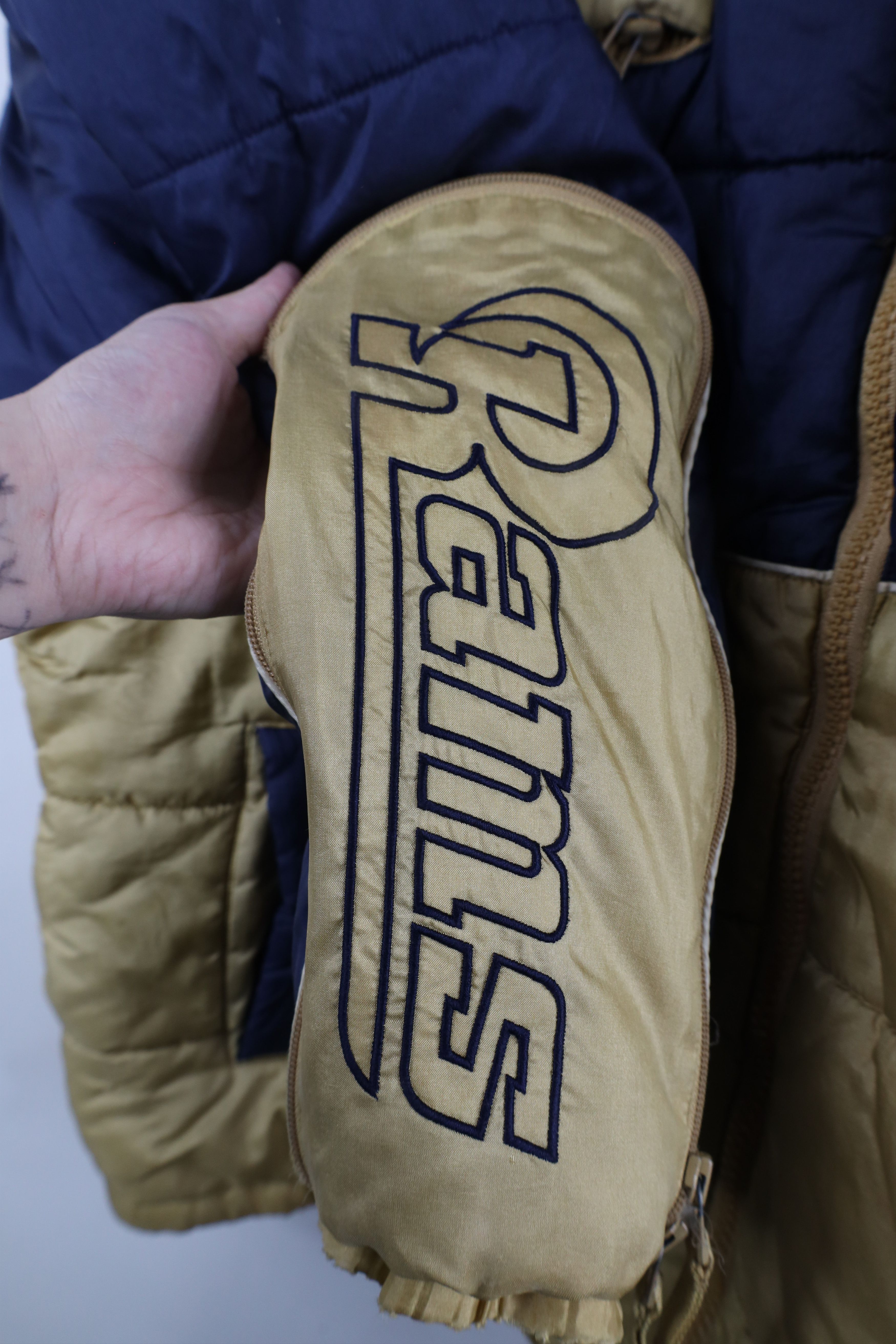 Reebok × Vintage Vintage 90s Reebok Rams Football Full Zip Puffer Jacket Size US XL / EU 56 / 4 - 9 Thumbnail
