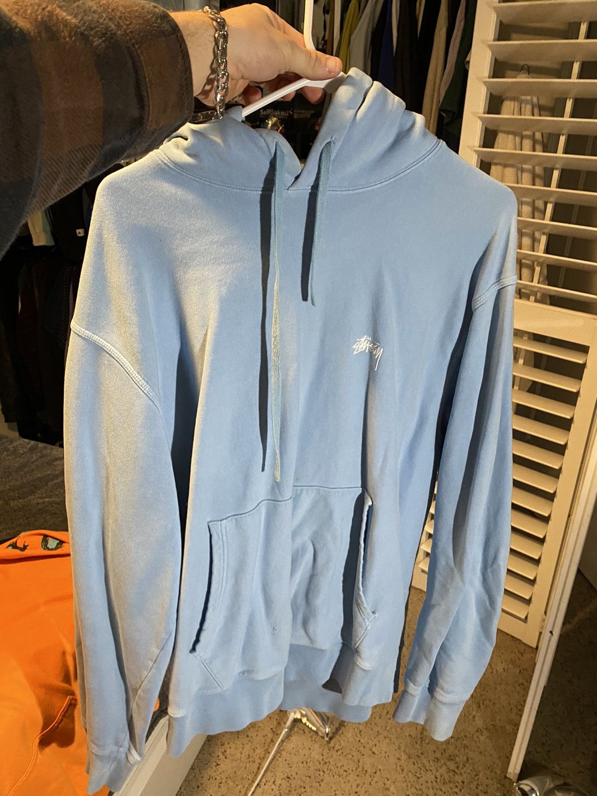 Stussy light blue hoodie hotsell