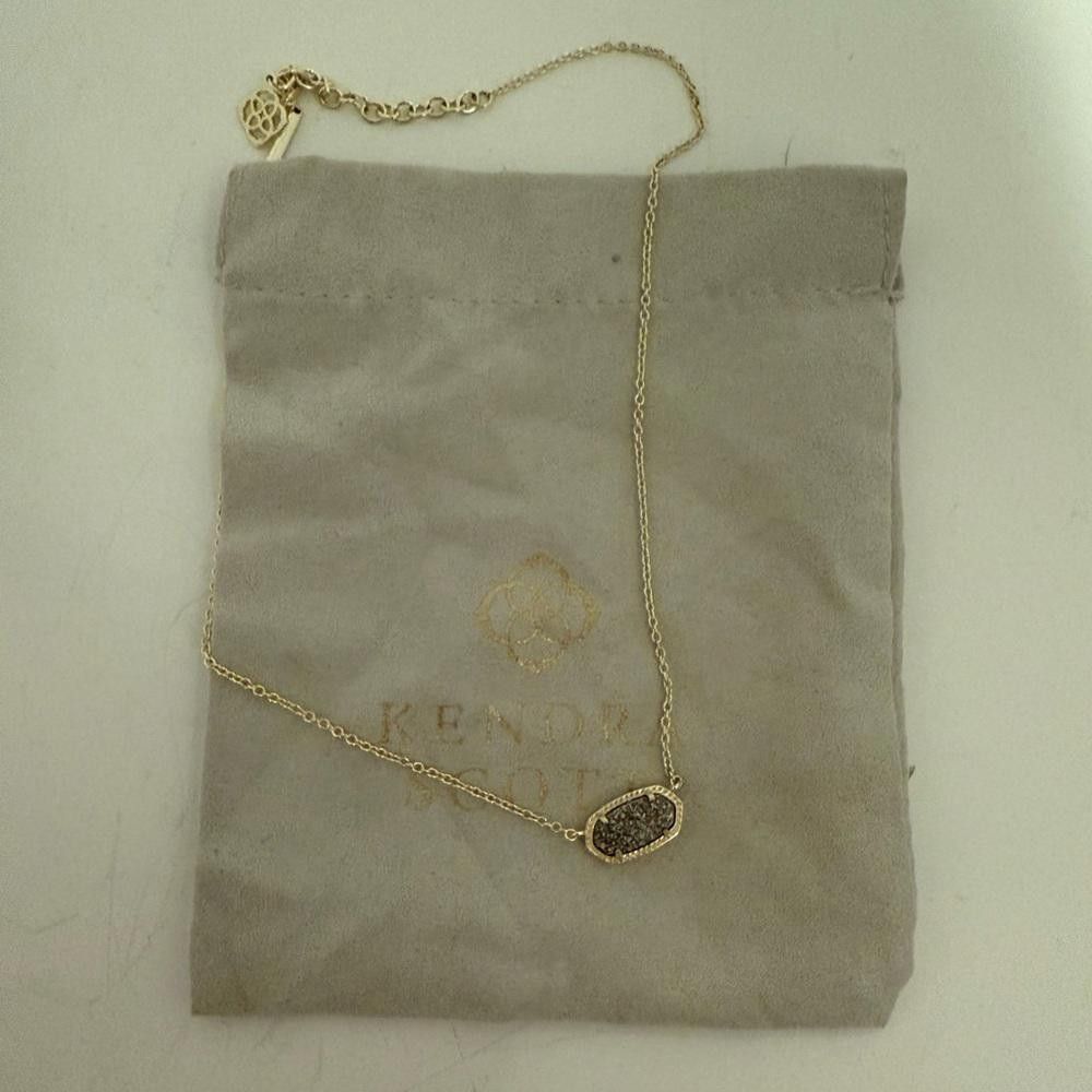 Designer Kendra Scott Elisa Necklace Platinum Drusy Pendant Gold Size ONE SIZE - 8 Thumbnail
