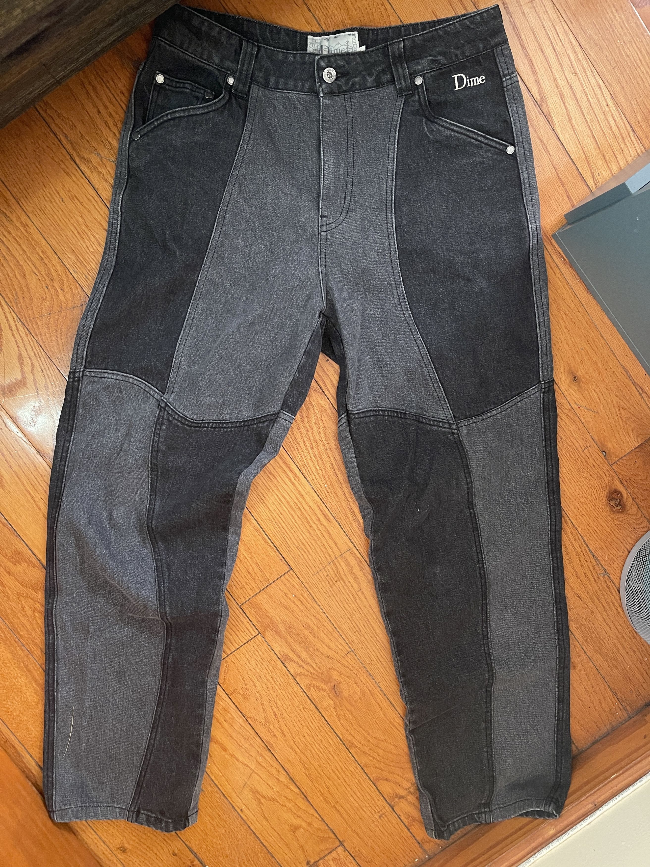 image of Dime Blocked Relaxed Denim Pants in Washed Black, Men's (Size 28)