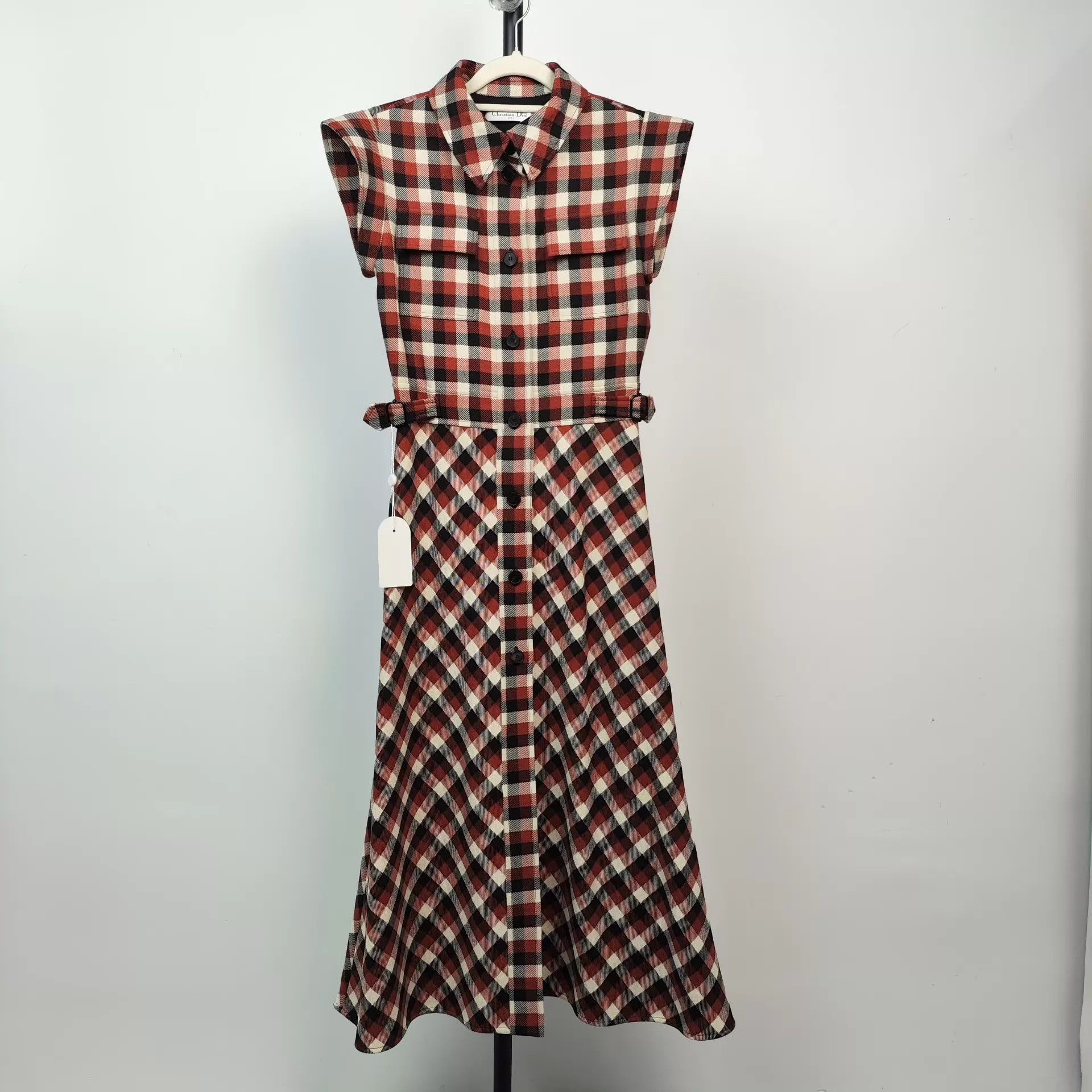 Dior Dior Wool Sleeveless Check Dress Red-Black 34 Size XS / US 0-2 / IT 36-38 - 1 Thumbnail