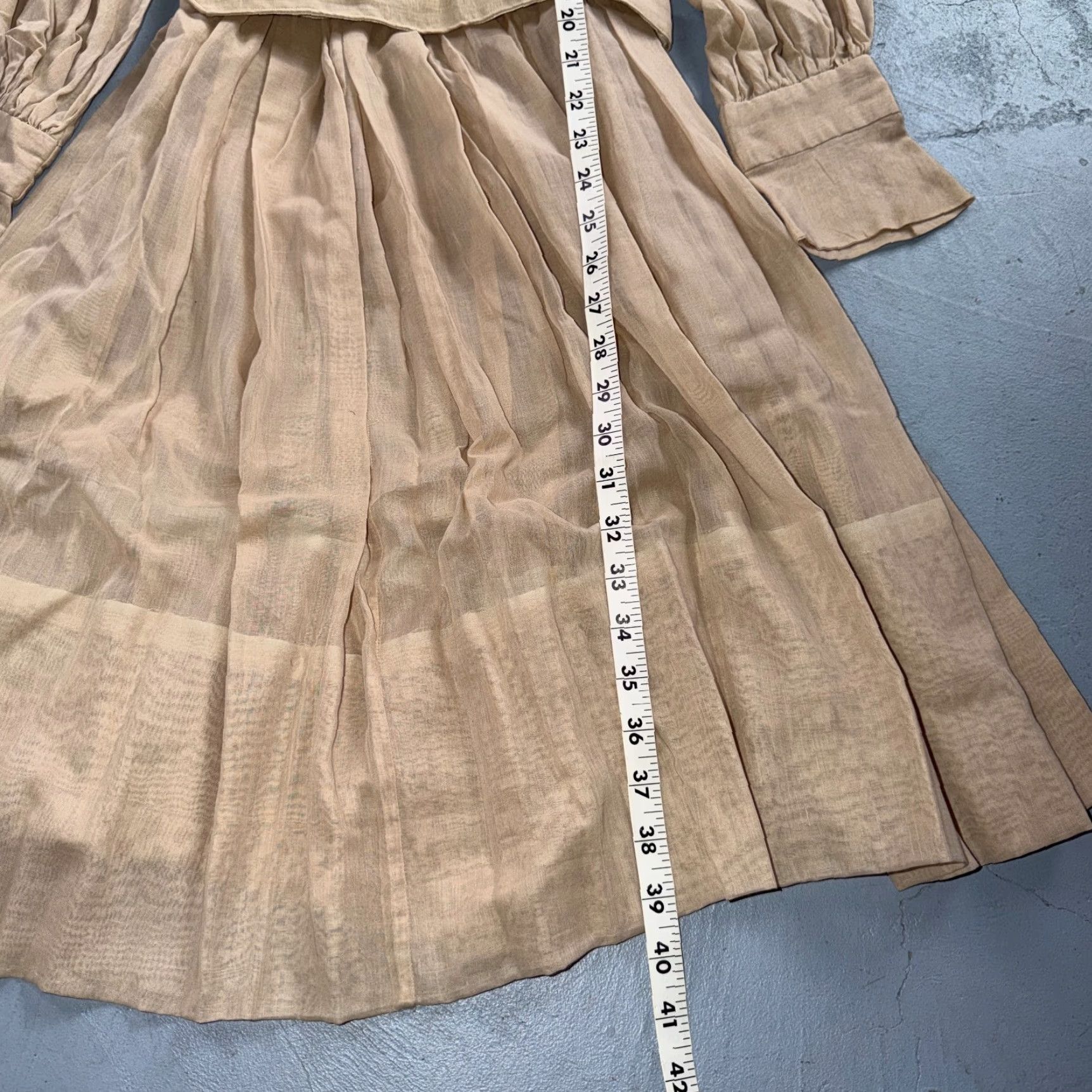Vintage VINTAGE Shirtwaist Dress Beige BeIGe Long Sleeve Belted Pleated Prairie 1970s 70s S/M Womens Size S / US 4 / IT 40 - 5 Thumbnail