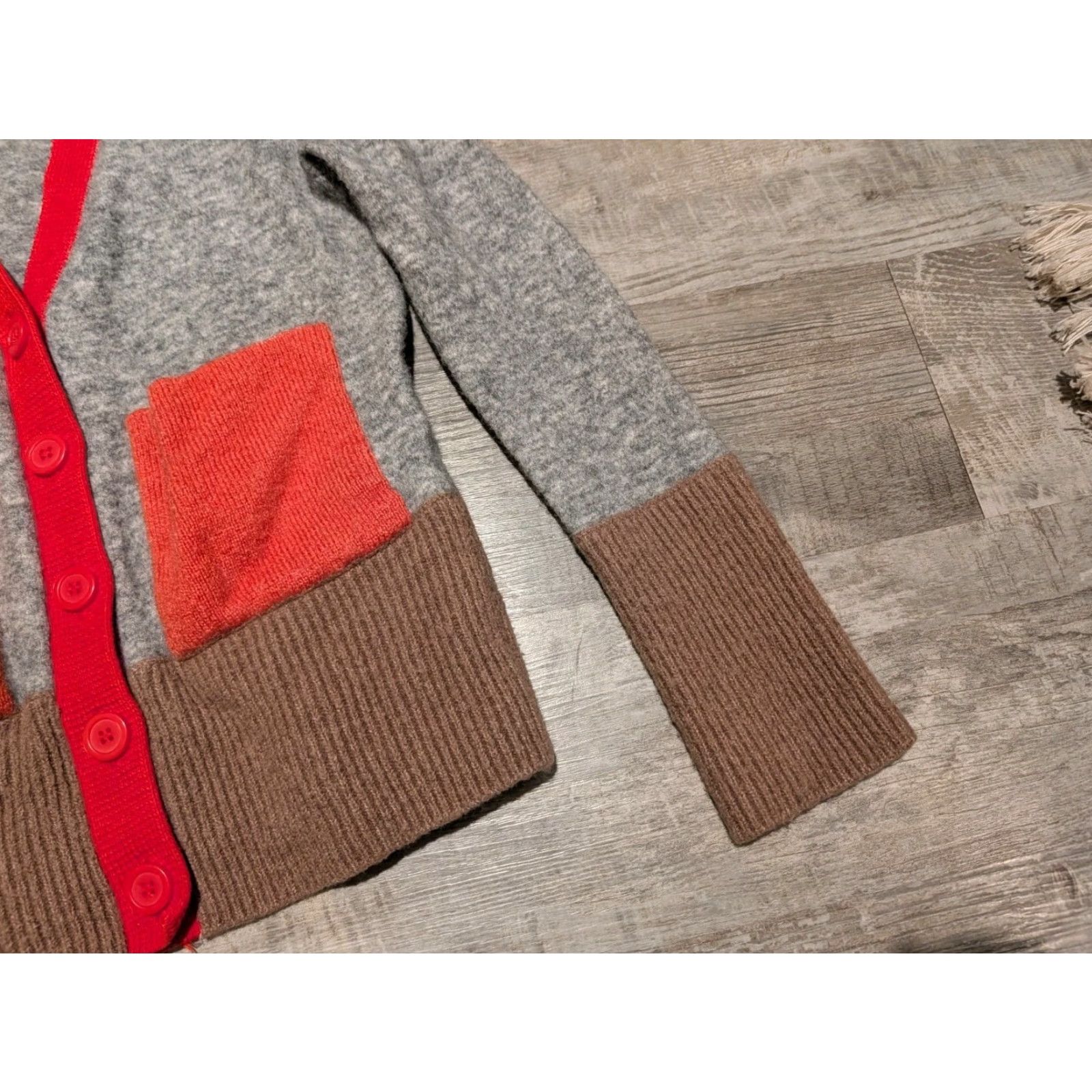 Cos COS Colorblock Wool Blend Cardigan Sweater Gray Women's XS Relaxed Fit Size XS / US 0-2 / IT 36-38 - 3 Thumbnail