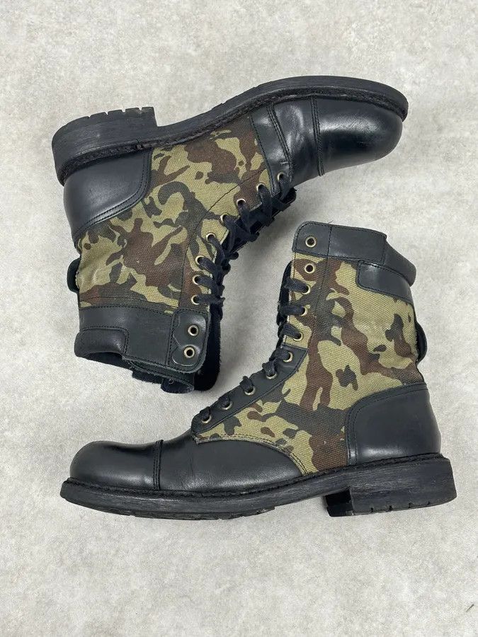 Diesel Diesel Black Leather Camouflage Military Lace-Up Boots Size US 10 / EU 43 - 11 Thumbnail