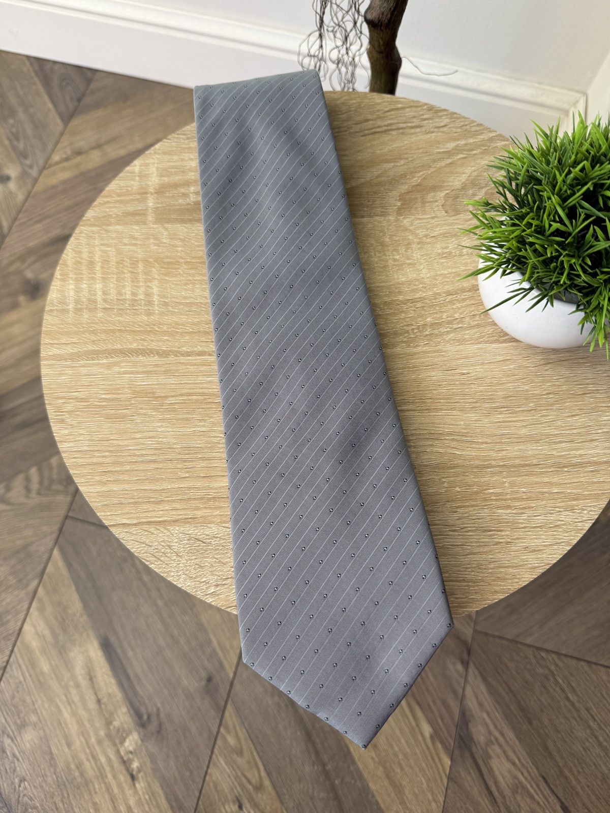 Valentino Vintage Valentino Silk Tie Gray Striped Size ONE SIZE - 3 Thumbnail