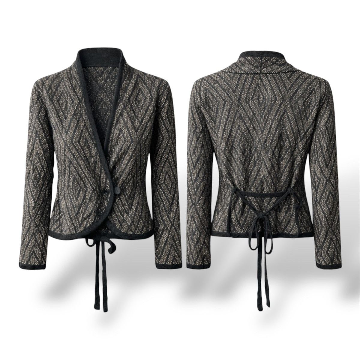Max Mara MAX MARA ITALY CLASSIC ABSTRACT MOHAIR WOOL CARDIGAN SWEATER Size XL / US 12-14 / IT 48-50 - 2 Thumbnail