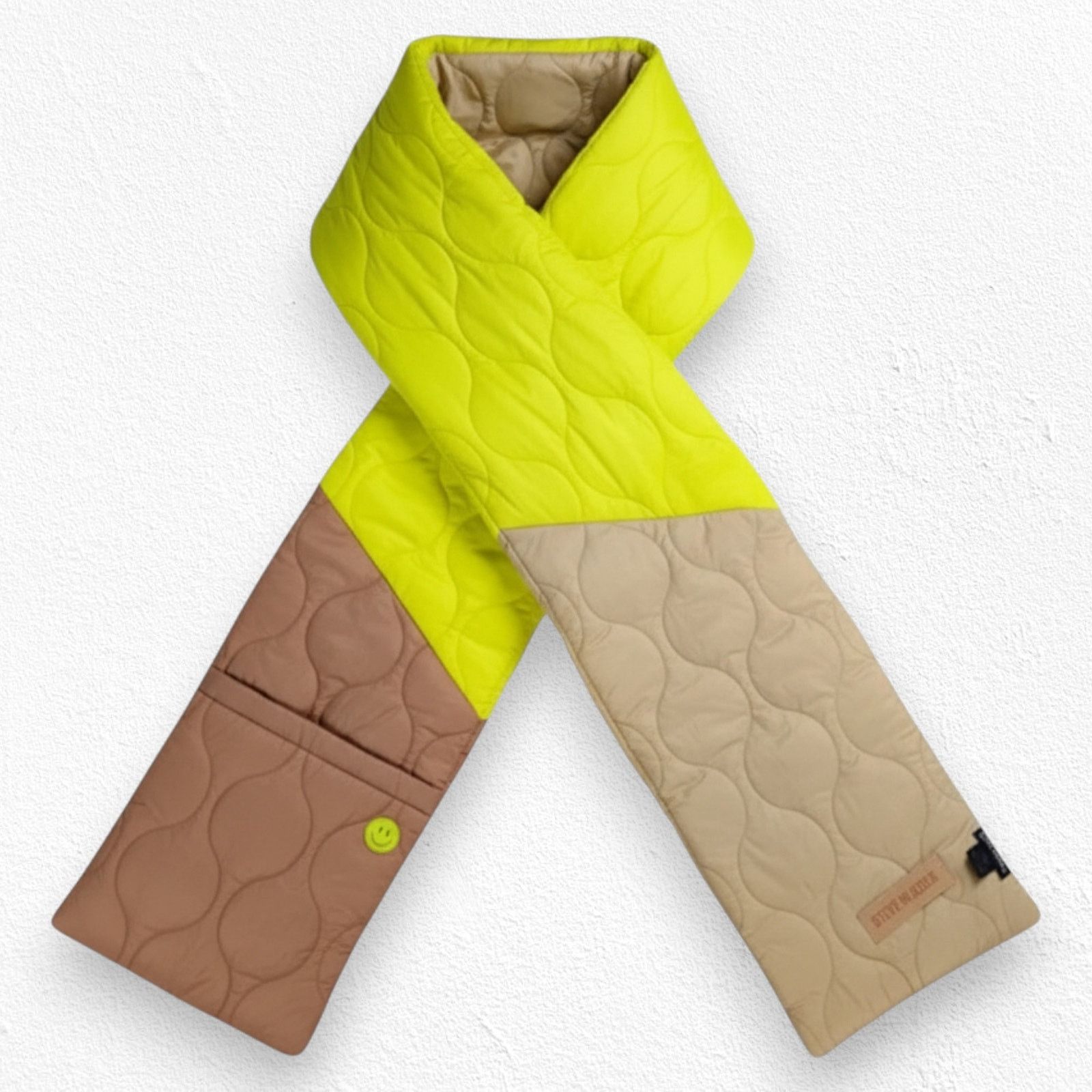 Steve Madden Steve Madden Yellow Peach Colorblock Quilted Scarf Pockets Size ONE SIZE - 1 Thumbnail