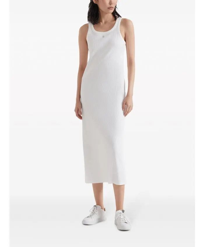 Brunello Cucinelli o1w1db10825 Dress in White Size L / US 10 / IT 46 - 3 Thumbnail