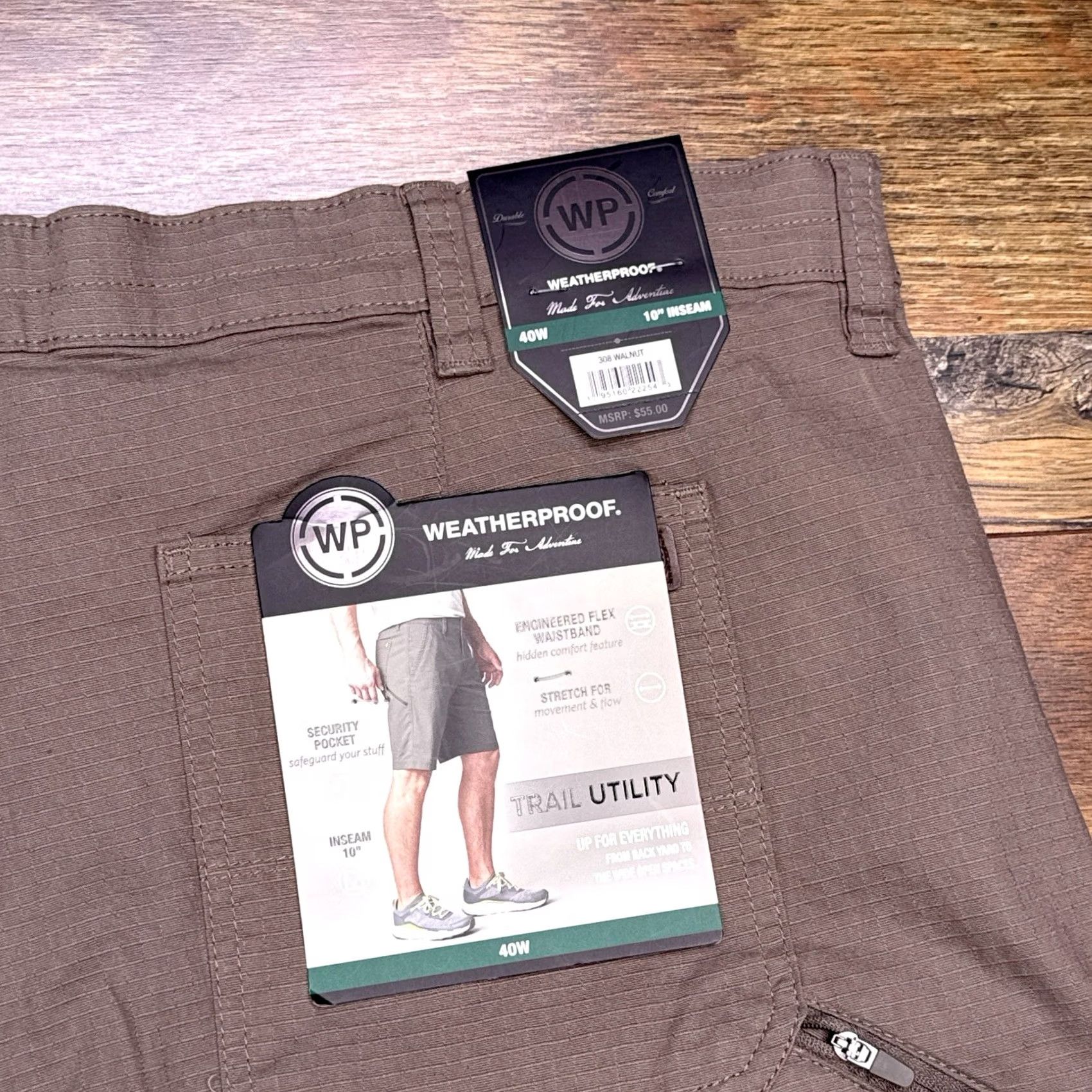 Weatherproof Weatherproof Mens 40W Short Chino Cotton Spandex Walnut Zip Pocket Outdoor Relaxed Size US 40 / EU 56 - 2 Thumbnail