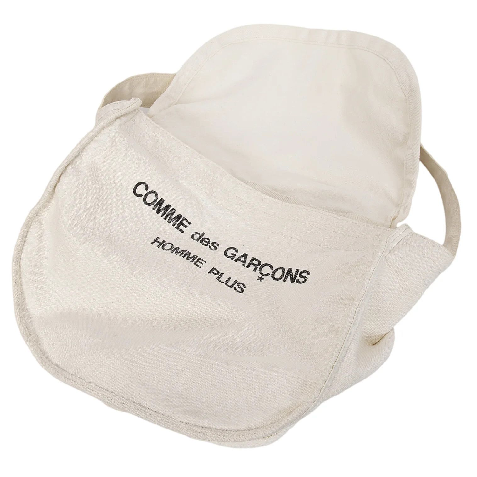 Comme des Garcons Homme Plus Canvas Shoulder Bag in Ivory with Logo Print Size ONE SIZE - 13 Thumbnail