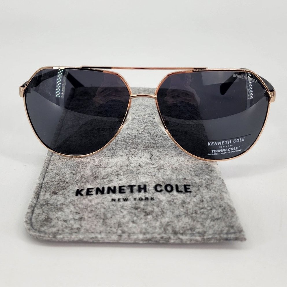 Kenneth Cole Kenneth Cole New York Gold Polarized Aviator Sunglasses Size ONE SIZE - 11 Thumbnail