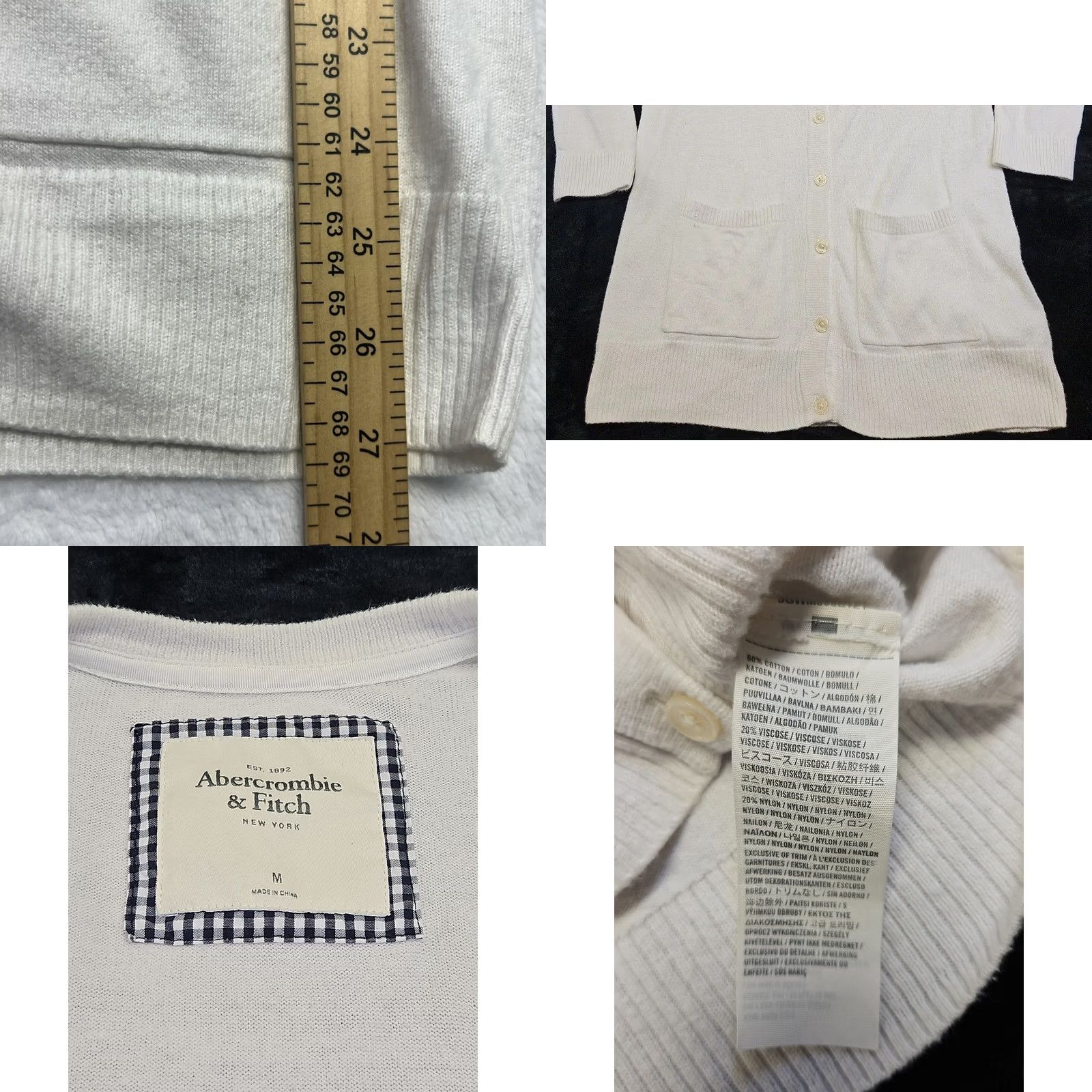 Abercrombie & Fitch Abercrombie & Fitch Cardigan Women’s V-Neck White Moose Logo M Sweater Preppy Long Sleeve Womens Size M / US 6-8 / IT 42-44 - 8 Thumbnail
