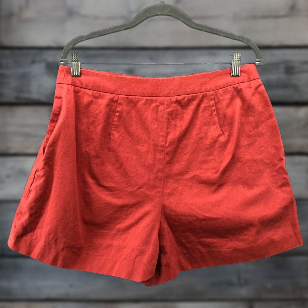 Bcbgmaxazria BCBGMAXAZRIA Pleated Front Shorts Womens L Cotton High Waisted Culotte Orange Size 36" / US 14 / IT 50 - 1 Thumbnail