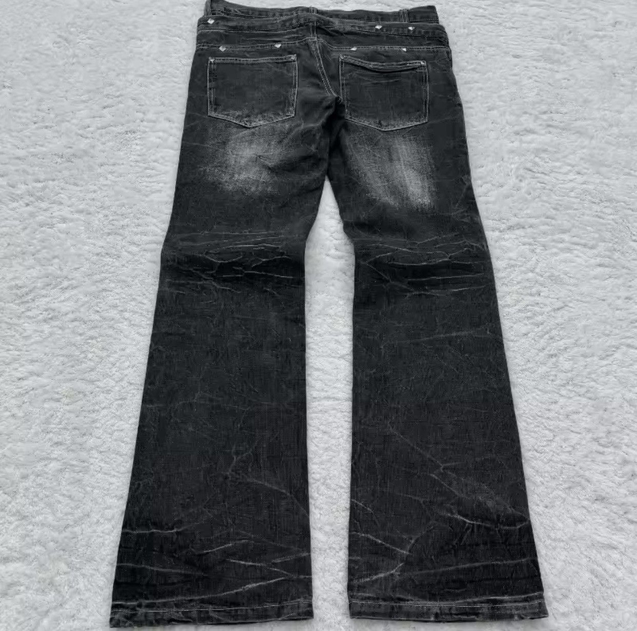 Denime Y2K Washed Jeans Micro Flared Double Waisted Lace Up Pants Size US 37 - 4 Thumbnail