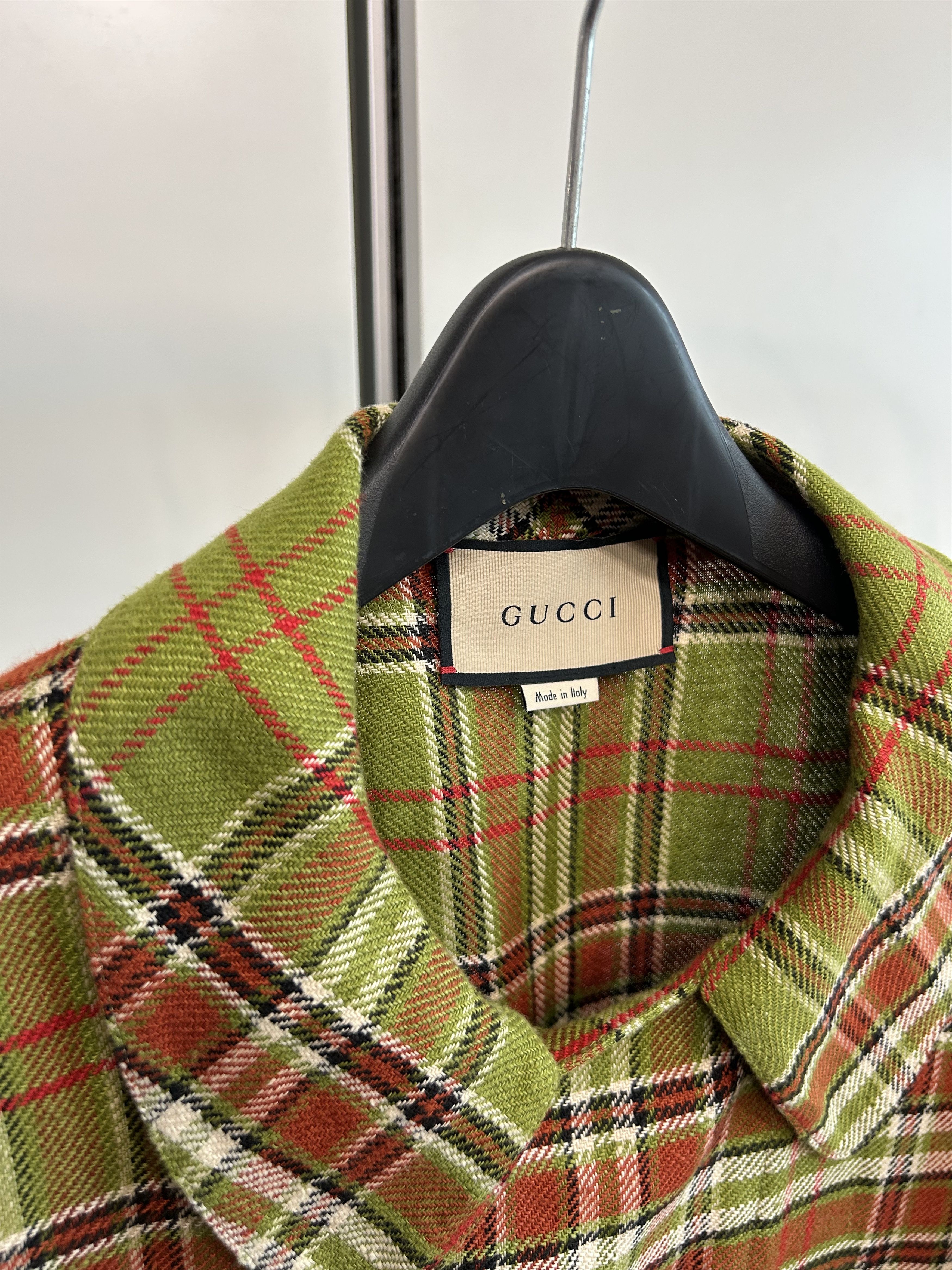 Gucci GUCCI Olive Tartan Double-Breasted Jacket Size US S / EU 44-46 / 1 - 4 Thumbnail