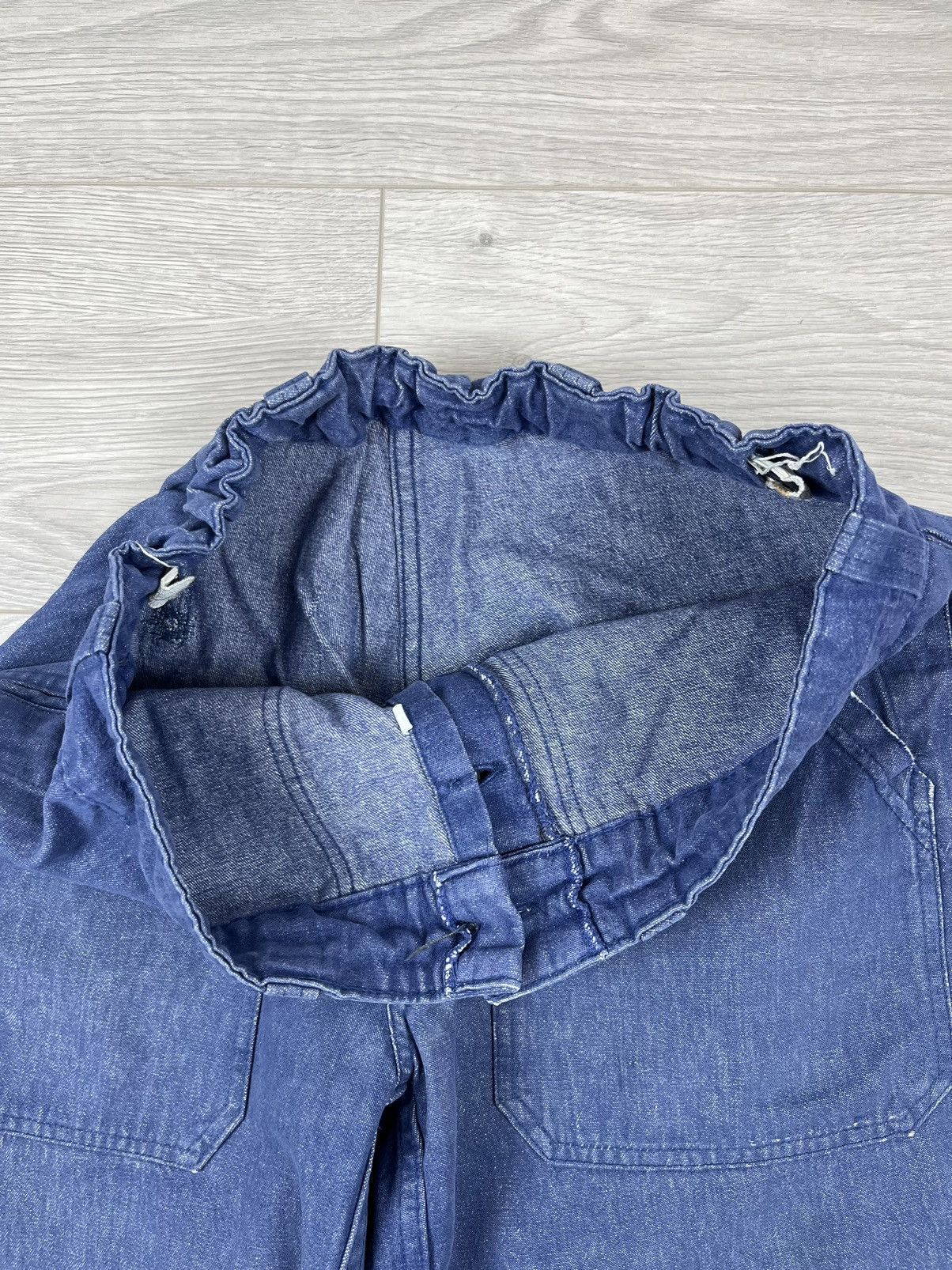 Le Laboureur Le Laboureur Vintage Blue Distressed Fade French Work Pants Size US 31 - 8 Thumbnail