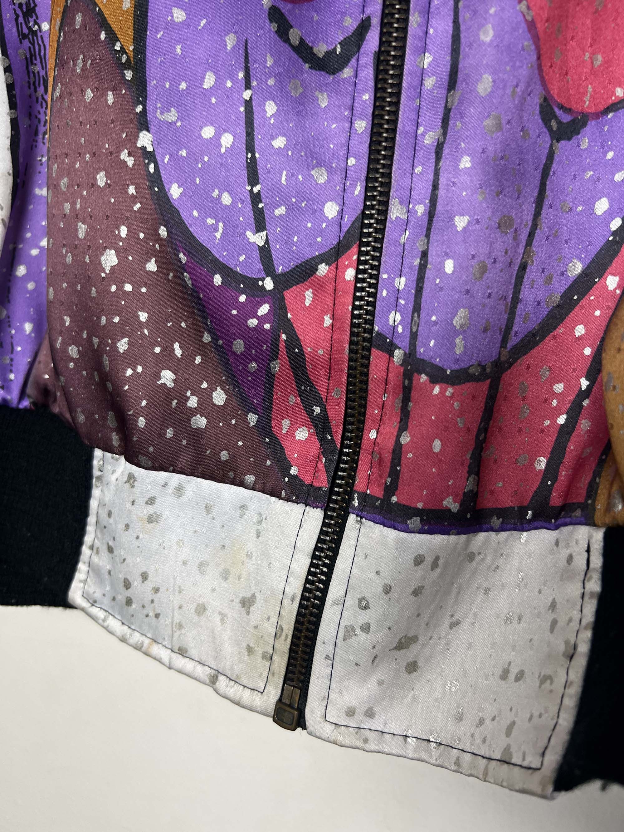 Vintage Vintage 1990's White Picasso Pop Art Silky Bomber Jacket Size US M / EU 48-50 / 2 - 13 Thumbnail
