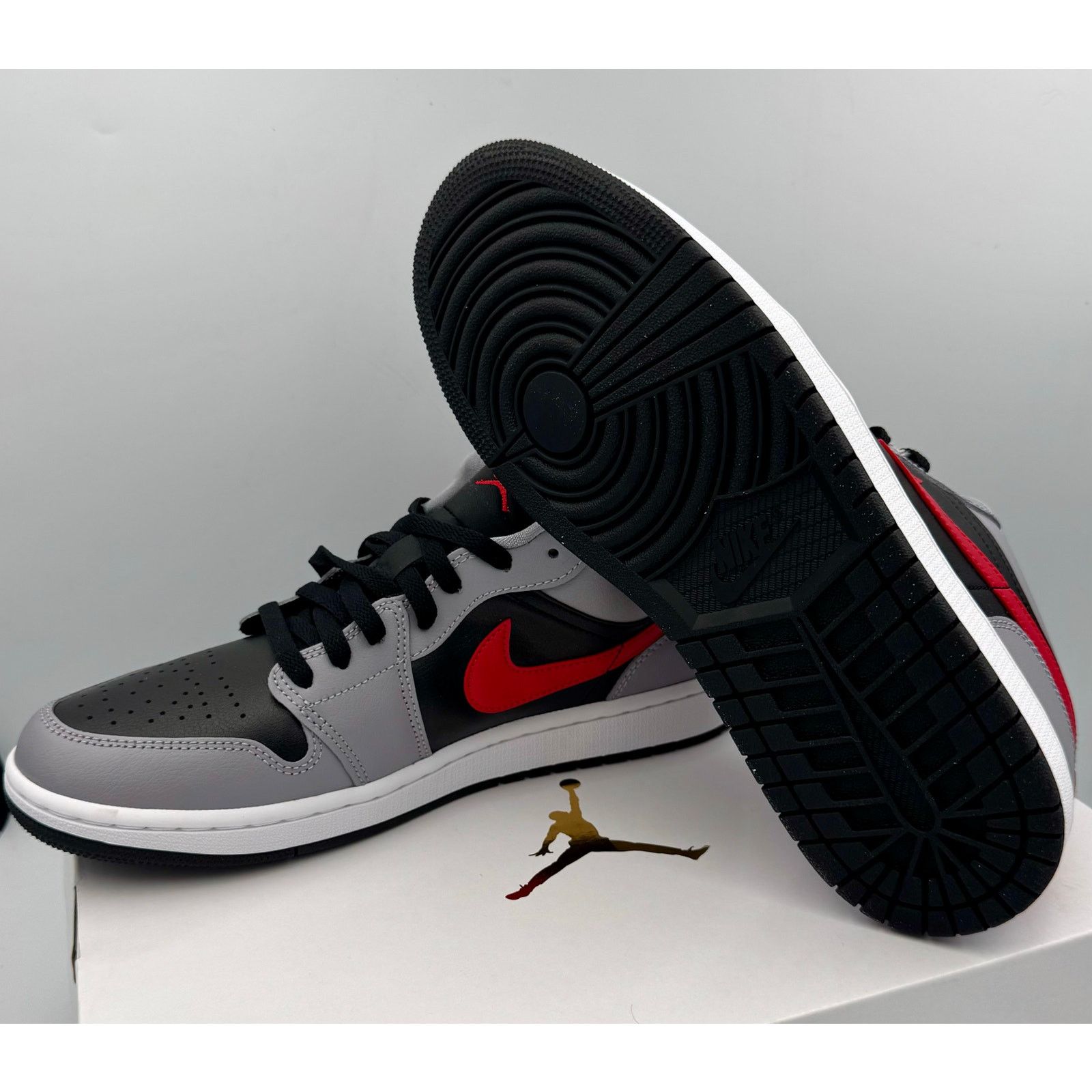 Jordan Brand Nike Air Jordan 1 Low Grey Red Black FZ4183-002 W SZ 11 9.5M Size US 11 / EU 44 - 6 Thumbnail