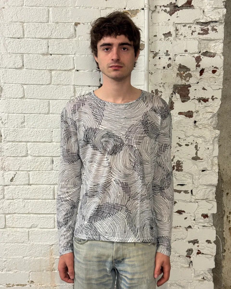 Emporio Armani Emporio Armani White Cotton Graphic Print Long Sleeve T-Shirt Size US M / EU 48-50 / 2 - 2 Thumbnail