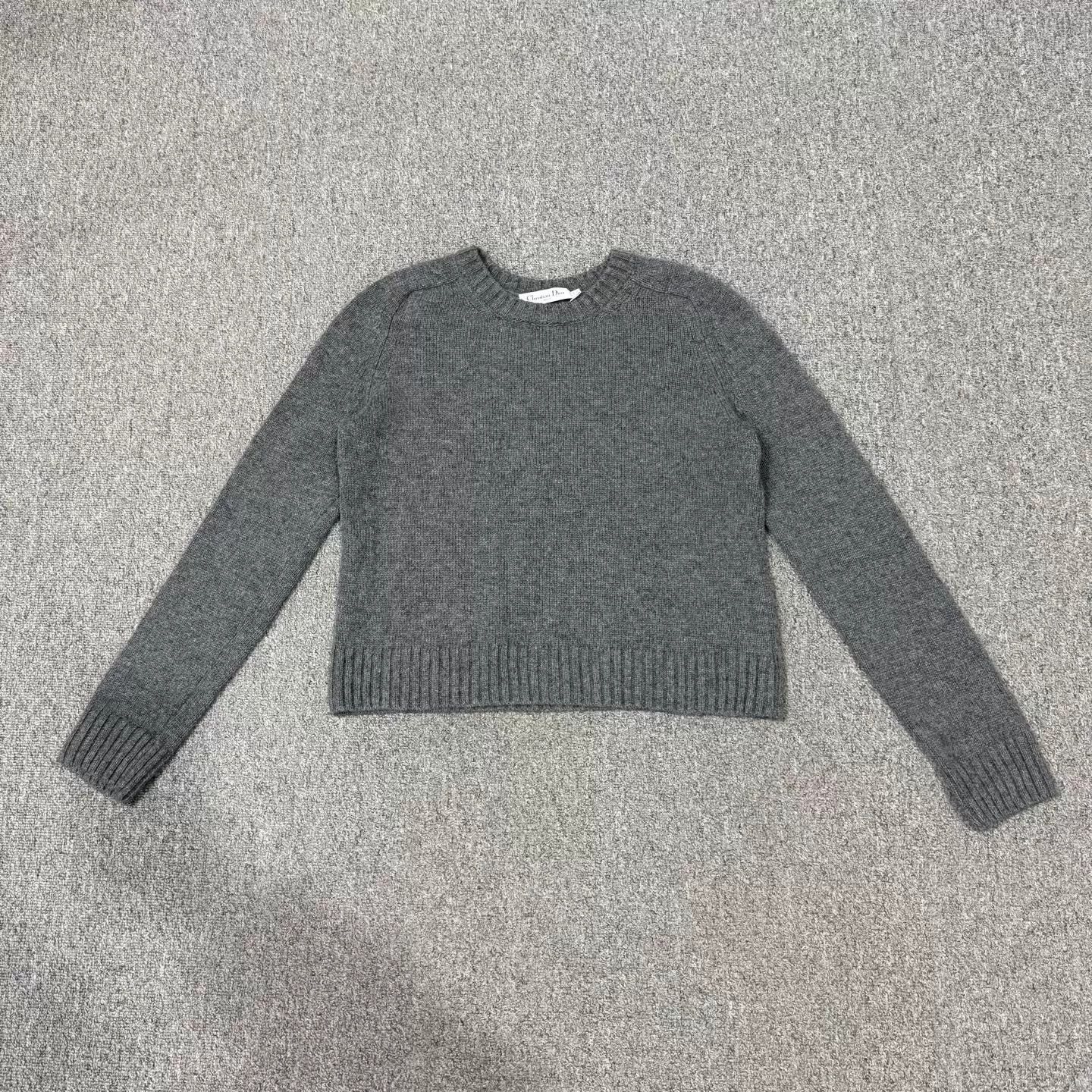 Dior Dior gray crewneck cashmere knit sweater back logo 38 Size S / US 4 / IT 40 - 1 Thumbnail
