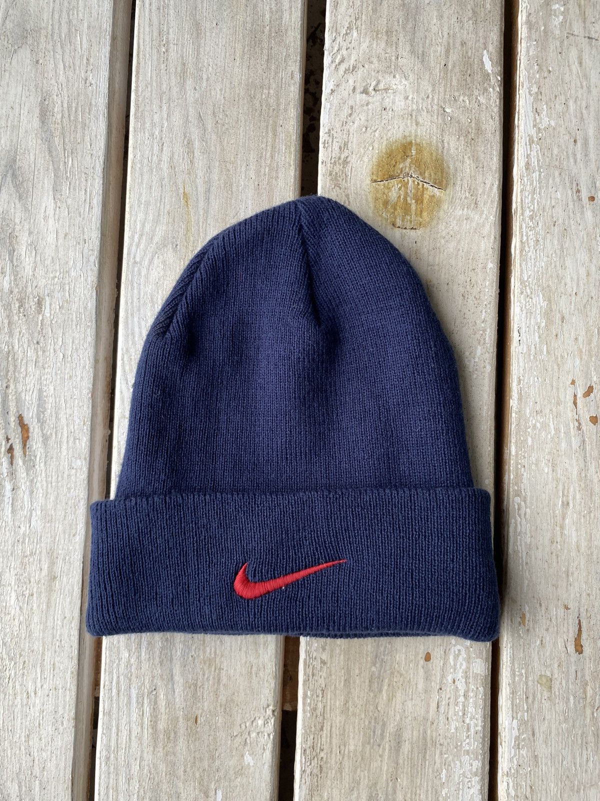 Nike × Vintage Vintage 90s Nike Beanie Swoosh Knit Y2K Size ONE SIZE - 2 Thumbnail