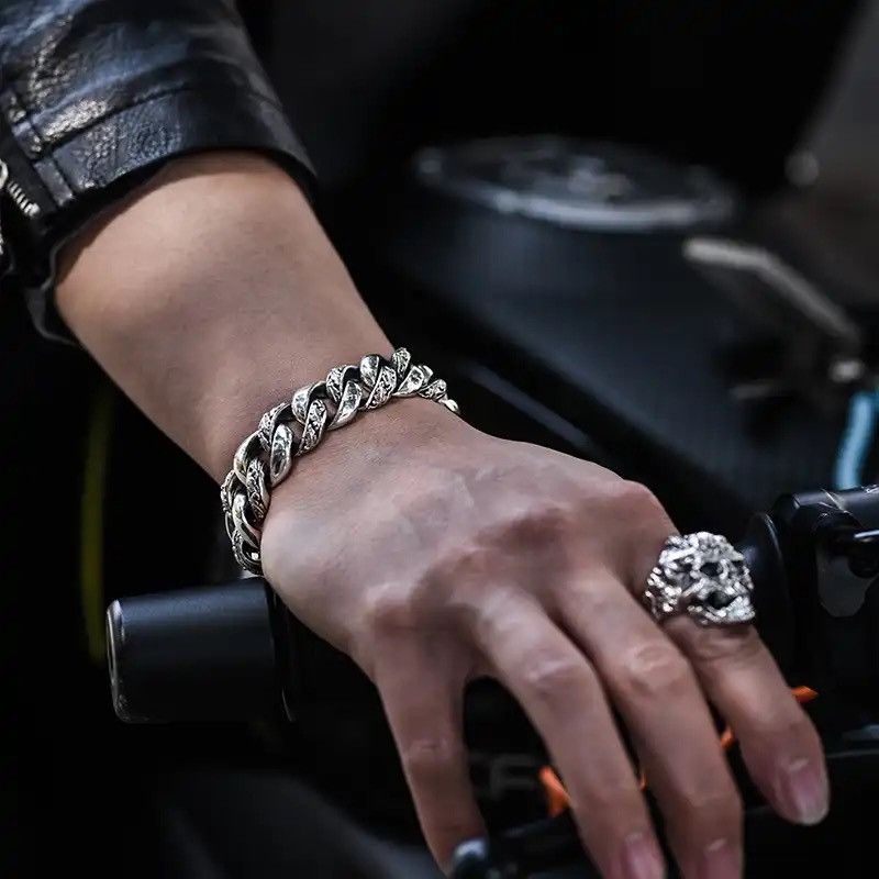 Jewelry × Vintage Cuban Charm Bracelet Men Cuff Trend Domineering Size ONE SIZE - 5 Thumbnail