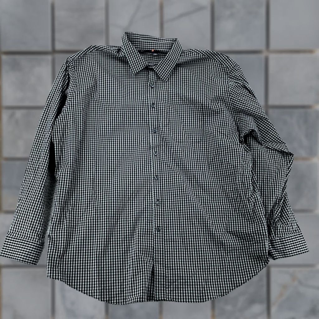 Van Heusen Van Heusen Dress Shirt Mens 3XLT Black White Check Collared Button Up Shirt Size 48R - 1 Thumbnail