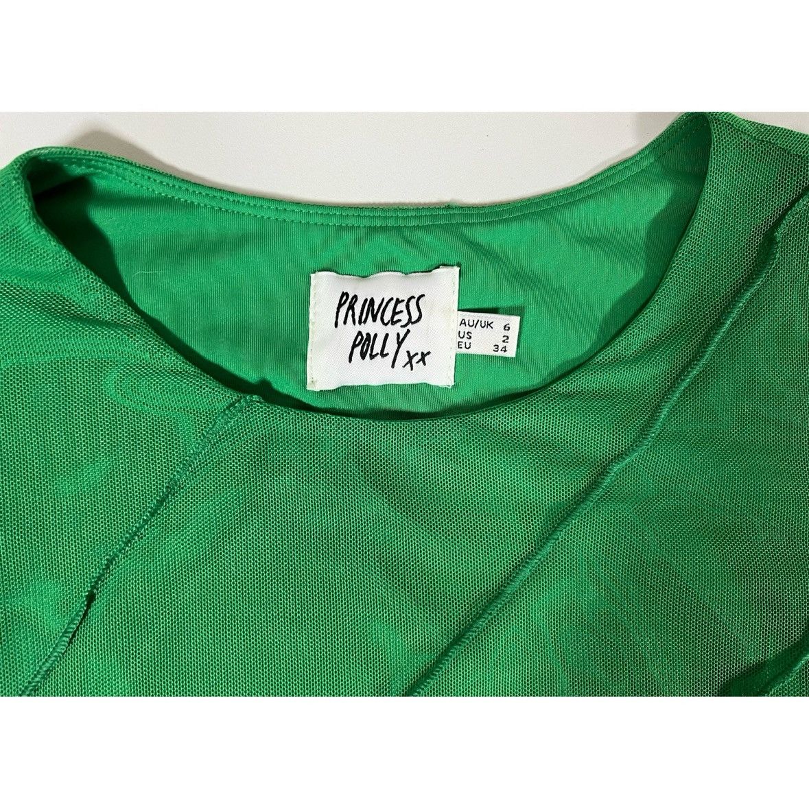 PRINCESS POLLY Princess Polly Green Mesh Tee T-Shirt Top Blouse Size 2 💚 Size XS / US 0-2 / IT 36-38 - 3 Thumbnail