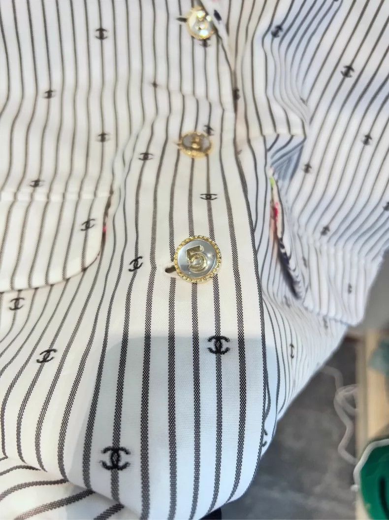 Chanel Chanel 21 spring and summer striped cc logo short-sleeved Size XS / US 0-2 / IT 36-38 - 3 Thumbnail