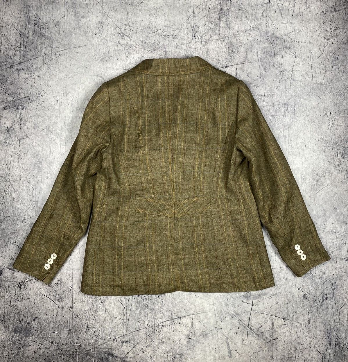Bogner Bogner Women Olive Linen Silk Blazer Plaid Tailored Jacket Size XL / US 12-14 / IT 48-50 - 14 Thumbnail