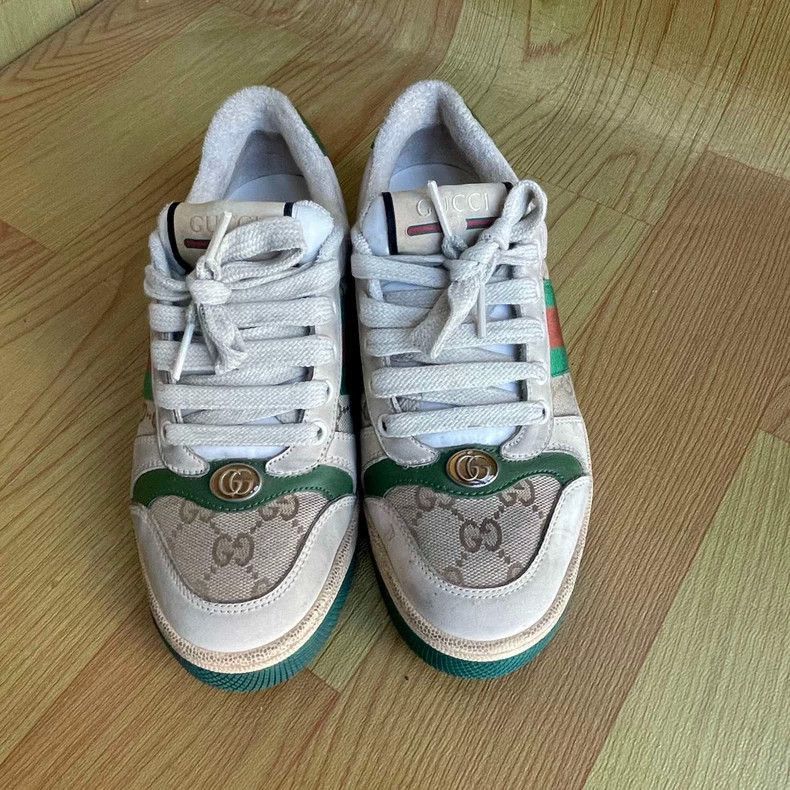 Gucci Gucci Screener White Green Dirty Shoes-2505 Size US 6.5 / EU 39-40 - 2 Thumbnail