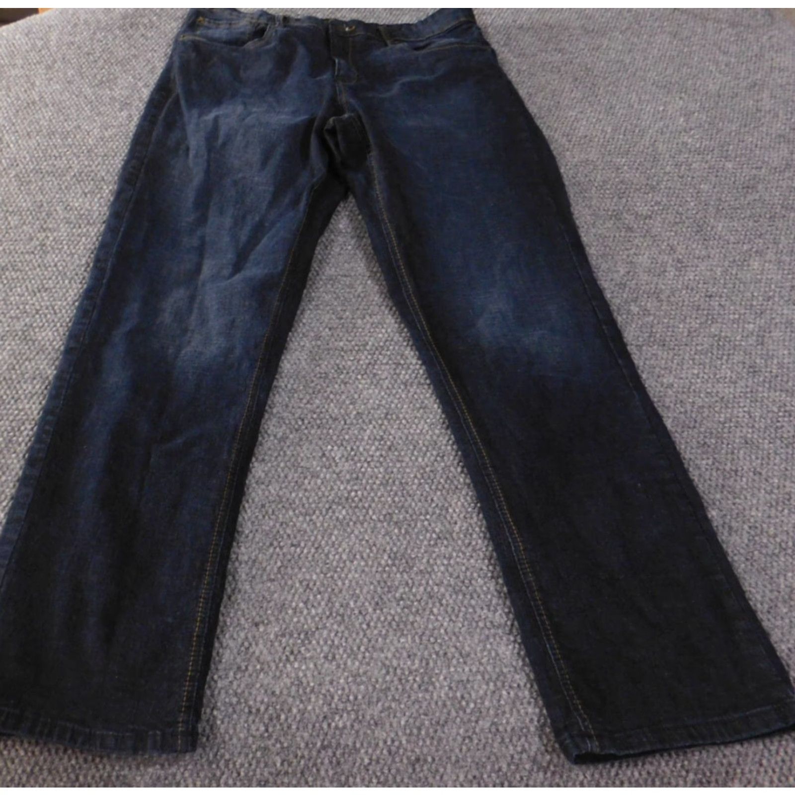 Vintage Urban Star Jeans 38x34 Jeans Mens Blue Dark Denim Straight Star 90s Theme Distressed Pockets Regular Metallic Zipper Retro City Wear Size US 38 / EU 54 - 2 Thumbnail