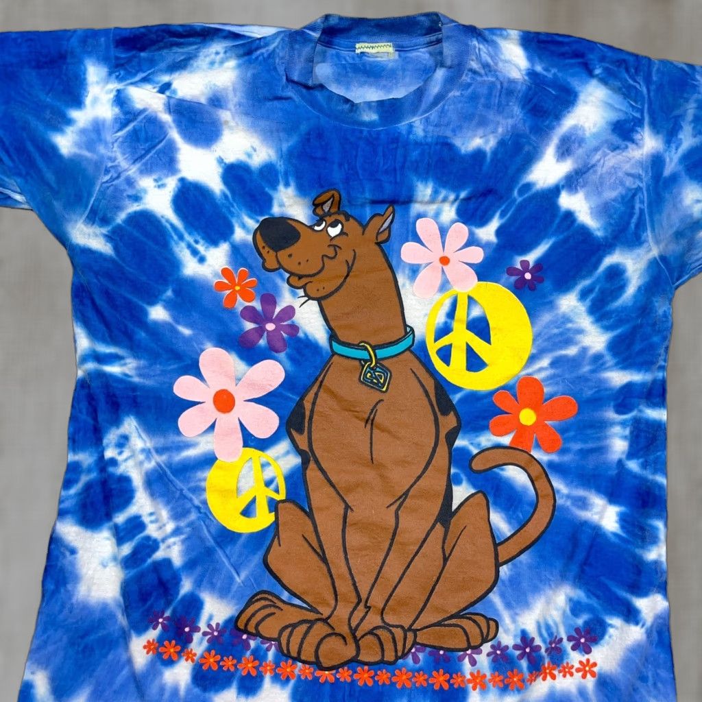Vintage VINTAGE Scooby-Doo Shirt Men XL Blue Tie Dye Tee Hippie 90s Y2K Promo Graphic Print Logo Movie 80s Retro USA Scooter? Size US XL / EU 56 / 4 - 1 Thumbnail