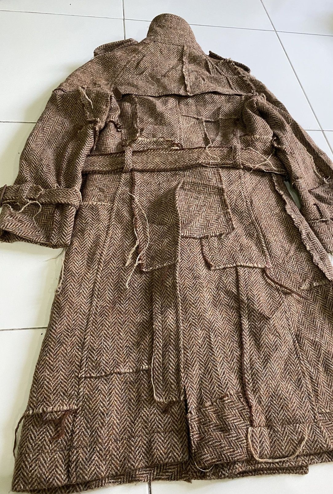 Comme des Garcons Vintage 2004 WNC001 Wool patchwork Trench Coat Size US M / EU 48-50 / 2 - 8 Thumbnail